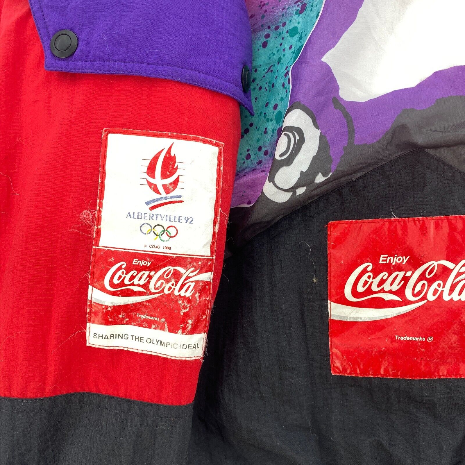Enjoy Coca Cola Albertville 92 Olympic Full Zip Insulated Red Jacket Size L