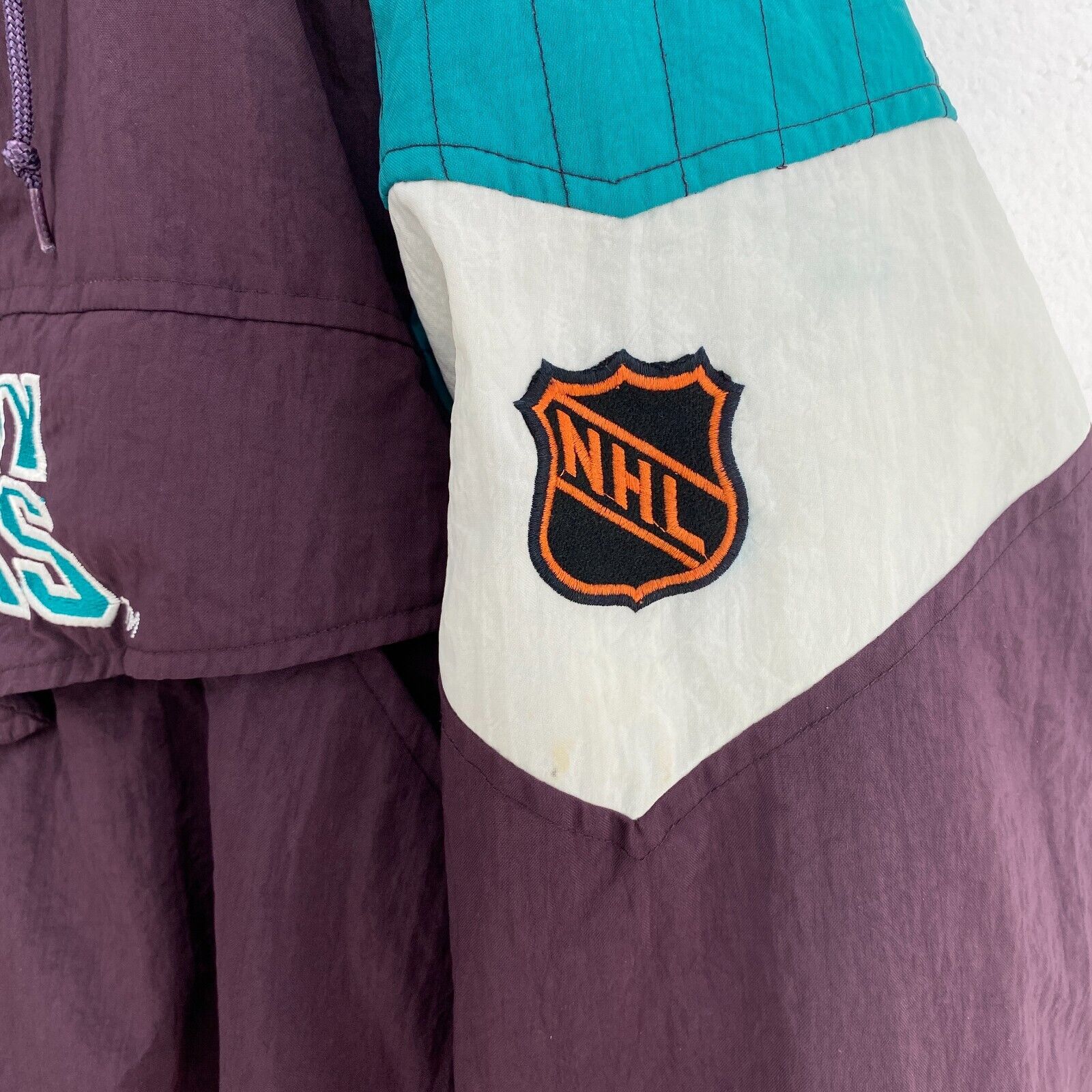 Mighty Ducks Starter NHL Quilted Zip Purple Hooded Insulated Jacket Size S