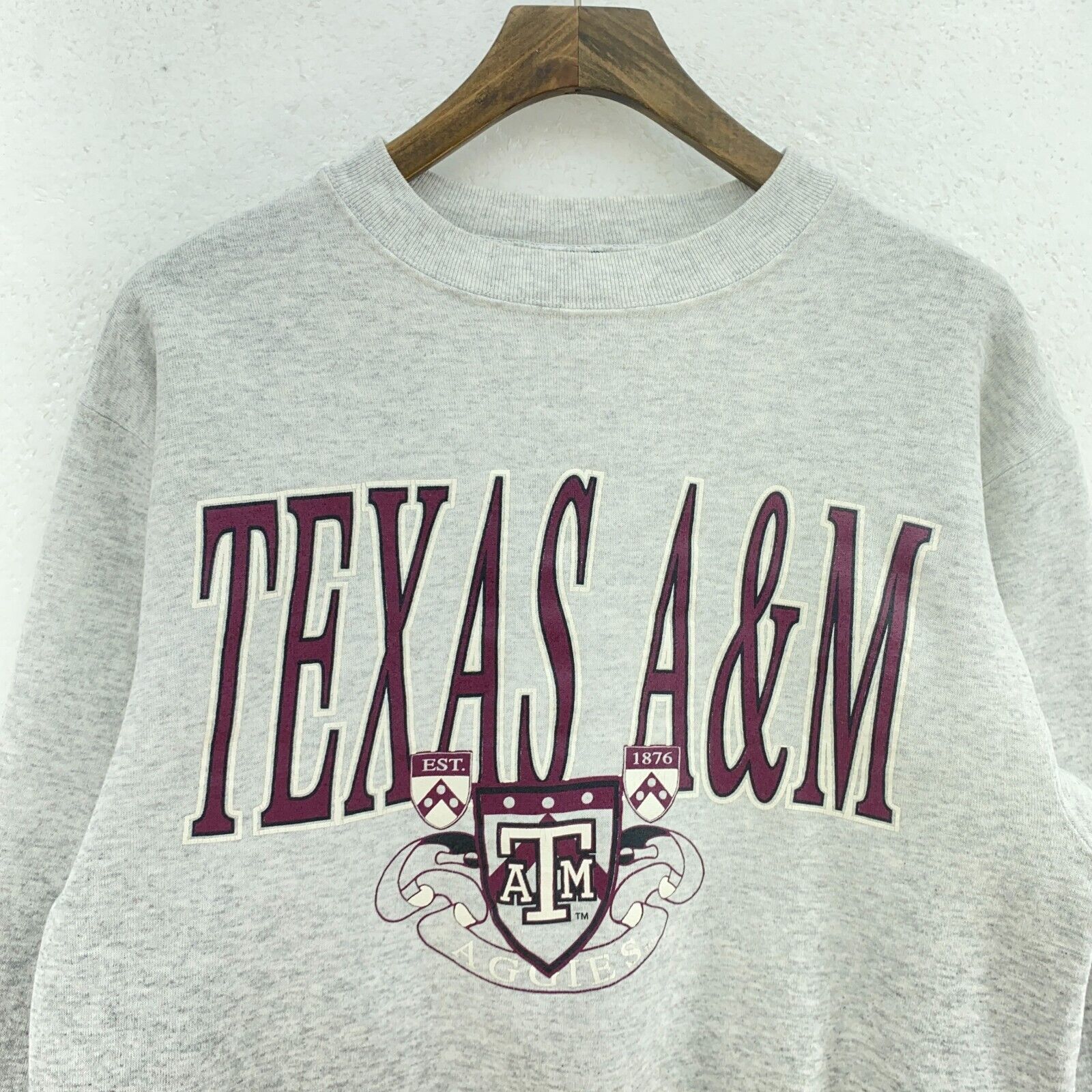 Texas A&M Aggies Atm College NCAA Gray Sweatshirt Size M Crew Neck