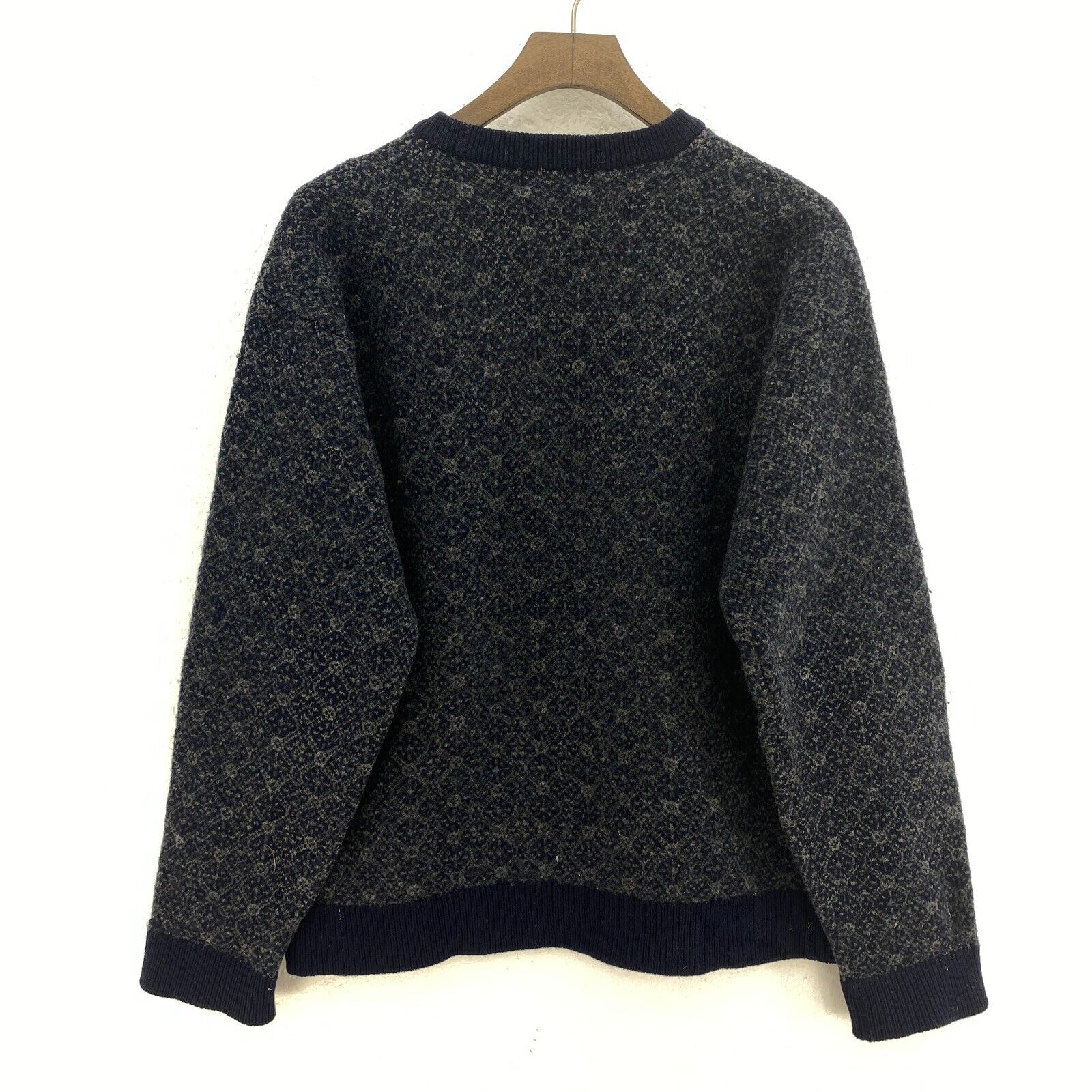 Vintage L.L.Bean Navy Blue Wool Sweater Size L Crew Neck
