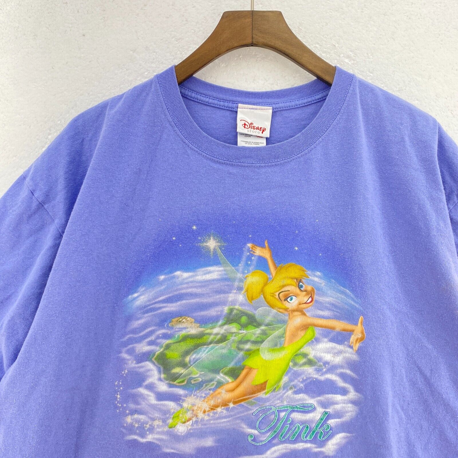 Vintage Disney Tinkerbell Graphic Print Purple T-shirt Size XL