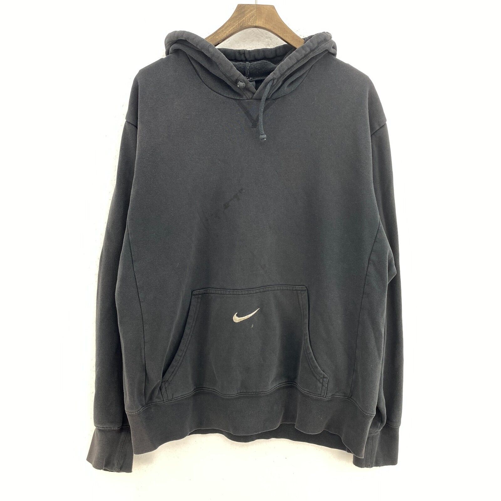 Nike Small Check Logo Black Hoodie Size M