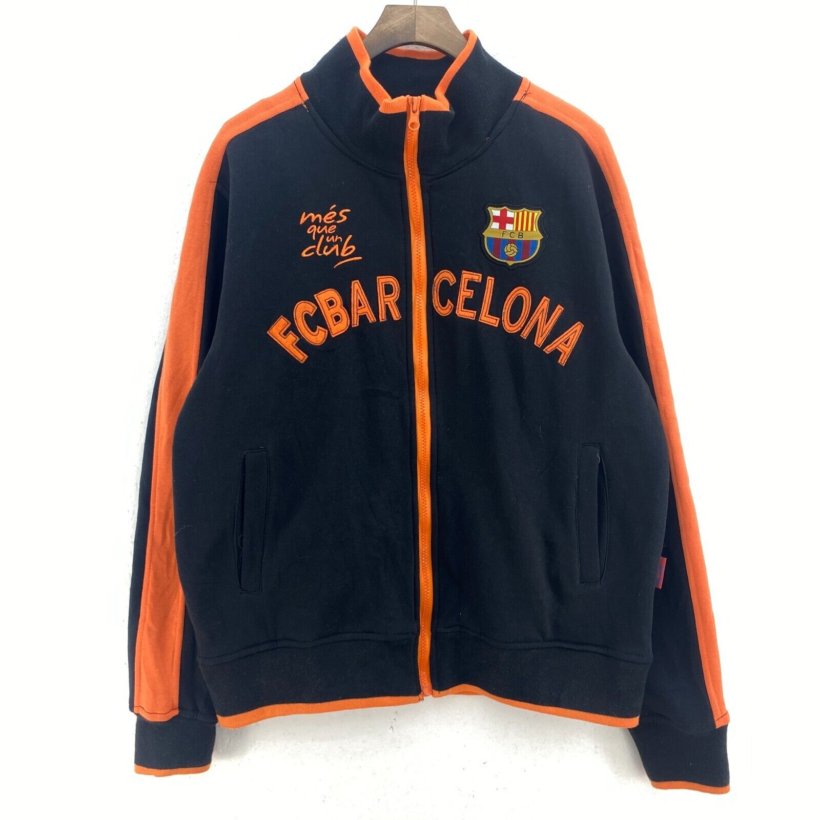 FC Barcelona FCB Club Full Zip Black Jacket Size L