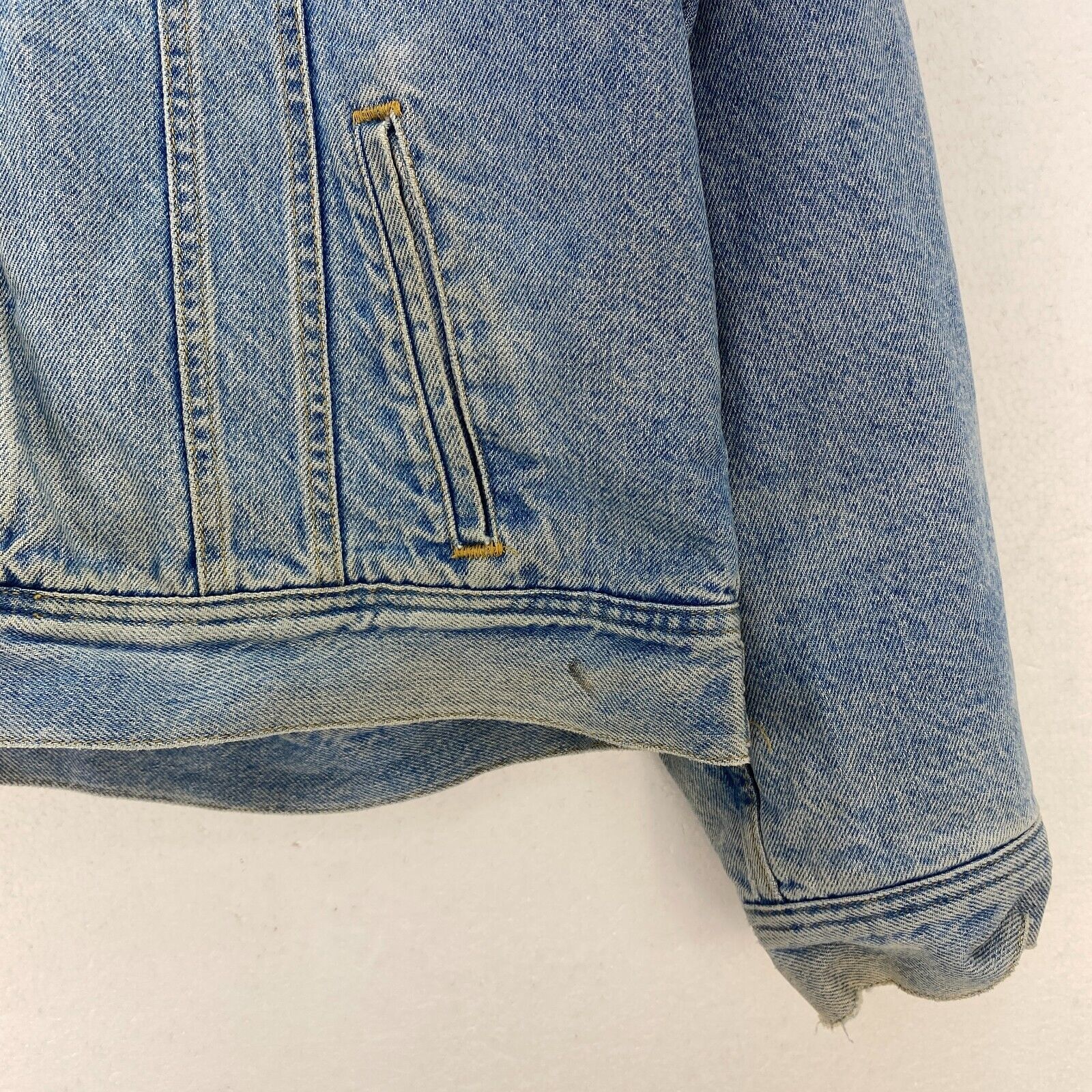 Lee Lined Denim Jacket Blue Light Wash Size L Button Up