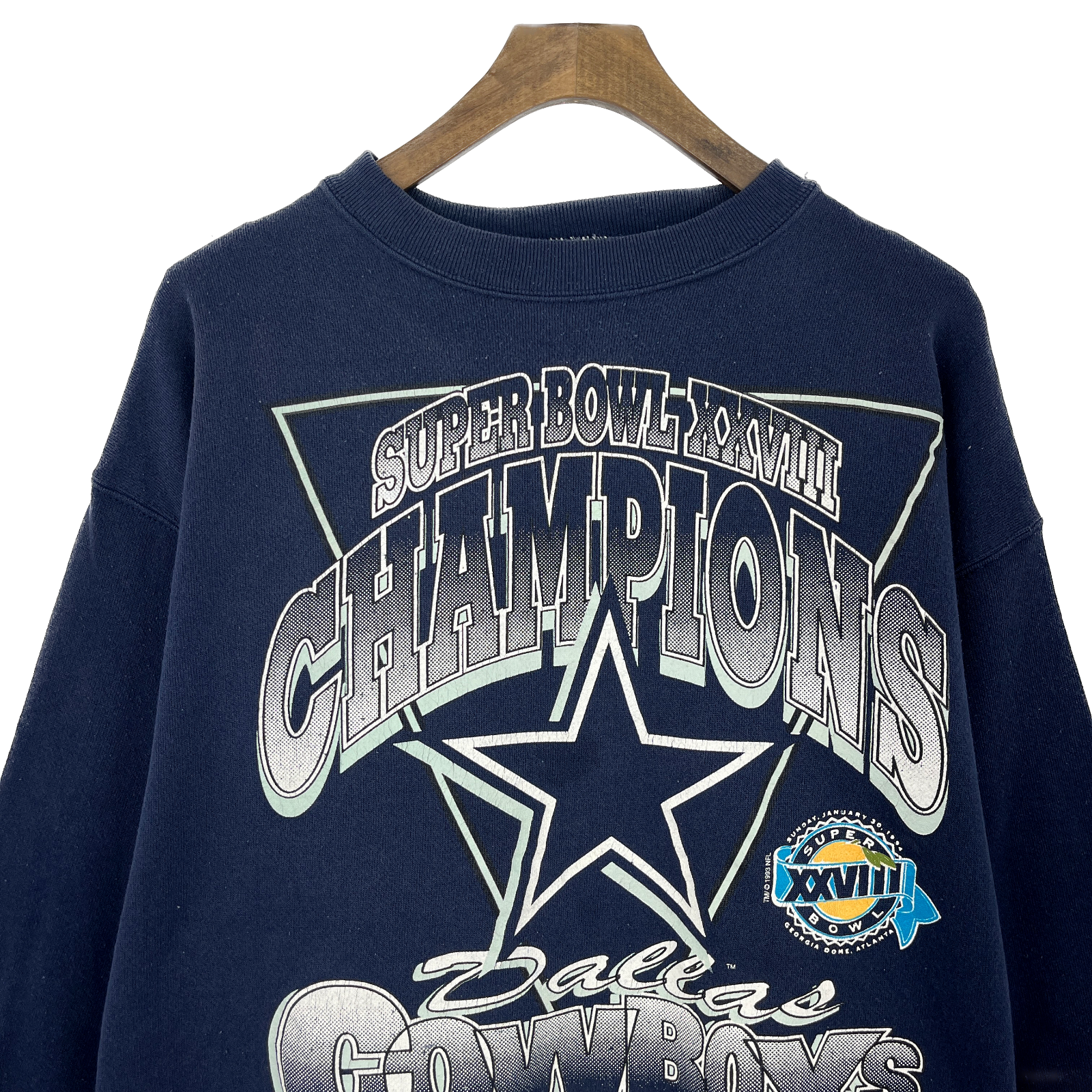 Super Bowl XXVIII Champions Dallas Cowboys NFL Navy Blue Sweatshirt Size L