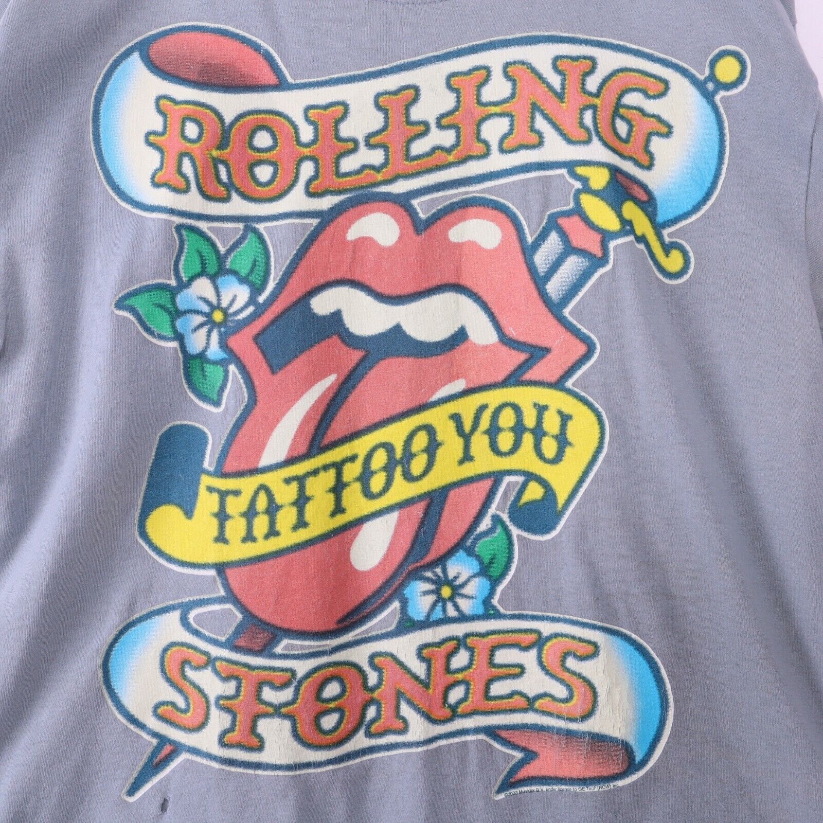 Rolling Stones Tattoo You Liquid Blue Gray T-shirt Size L 2003