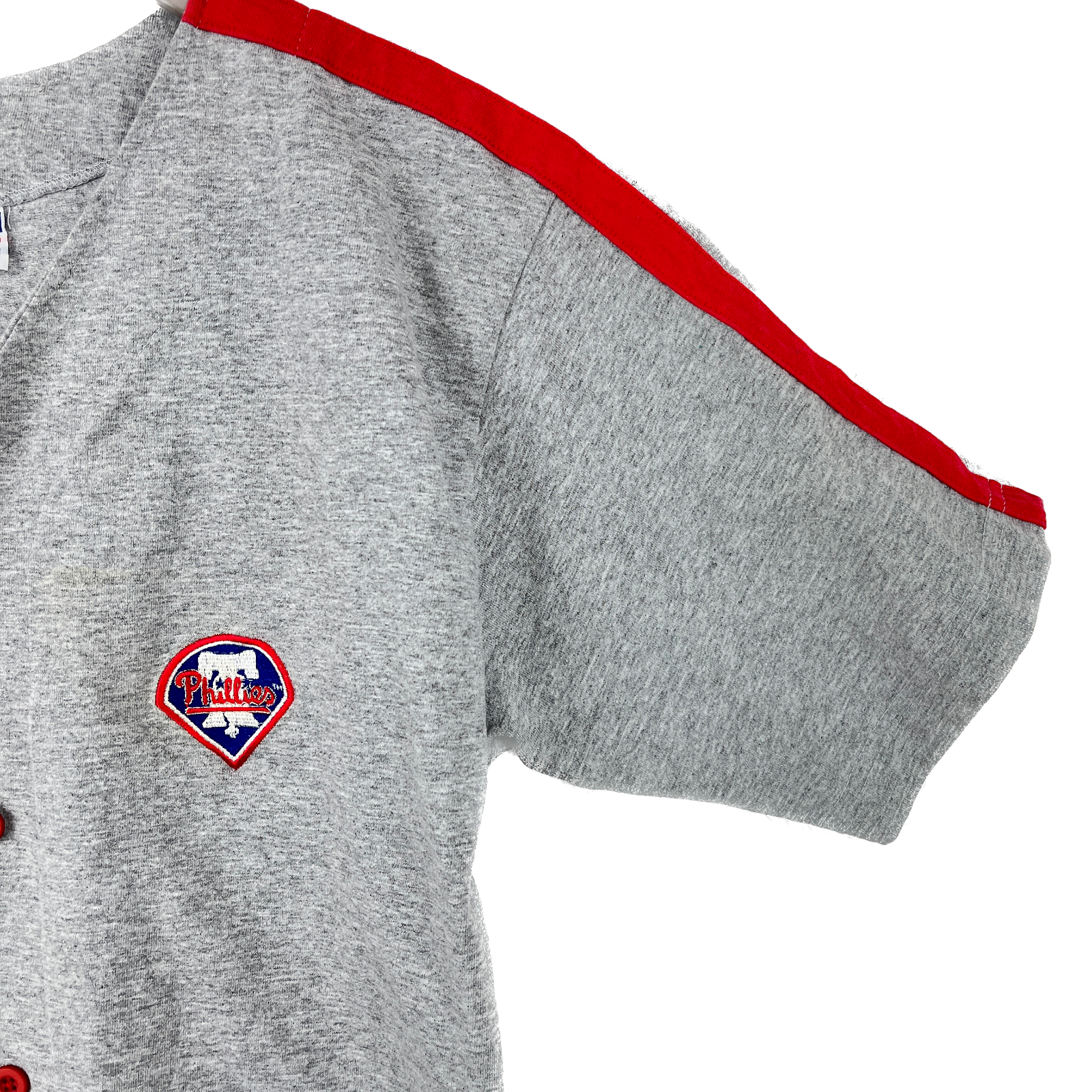 Vintage Phillies Button Up Gray Jersey Size M