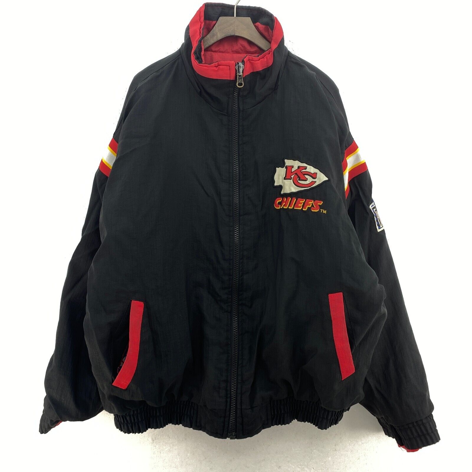 Kansas City Chiefs Reversible Full Zip Black Red Insulated Jacket Size XL