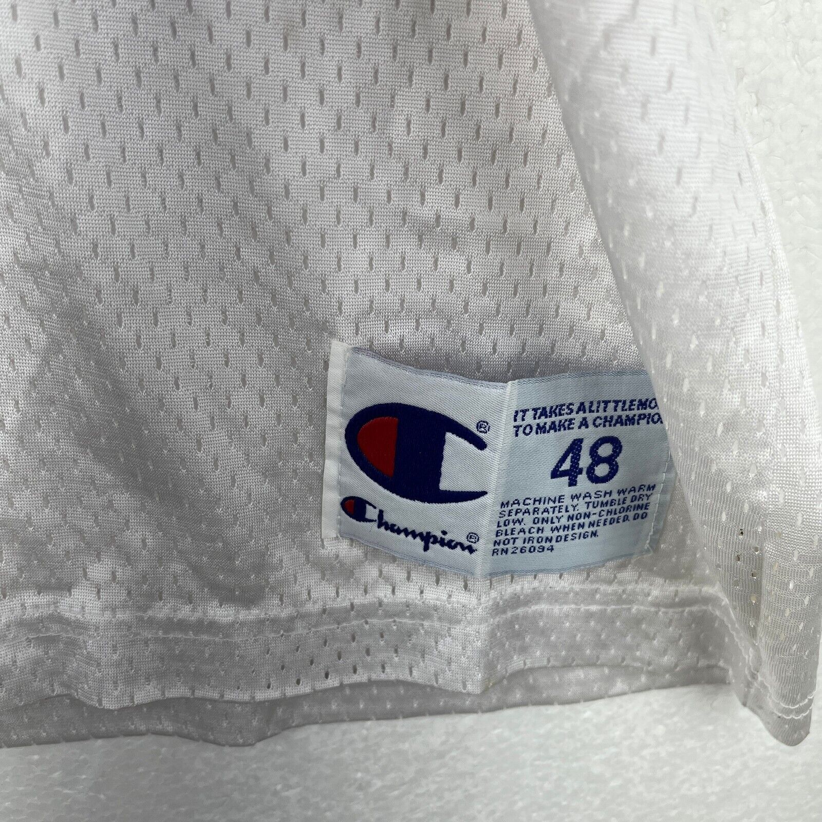 Vintage Champion White Mesh Jersey #2 Couch Size XL