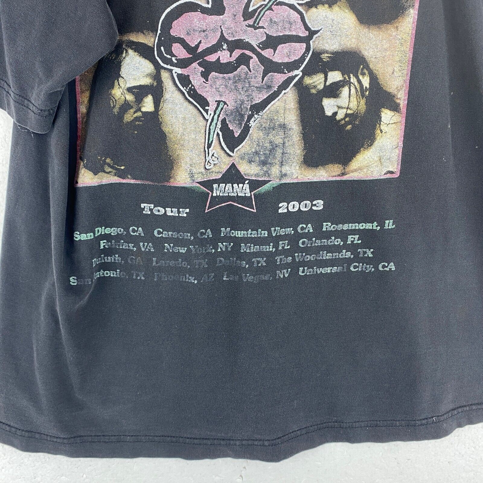 Mana Tour 2003 Rap Tee Style Black Spanish Rock Band T-shirt Size M