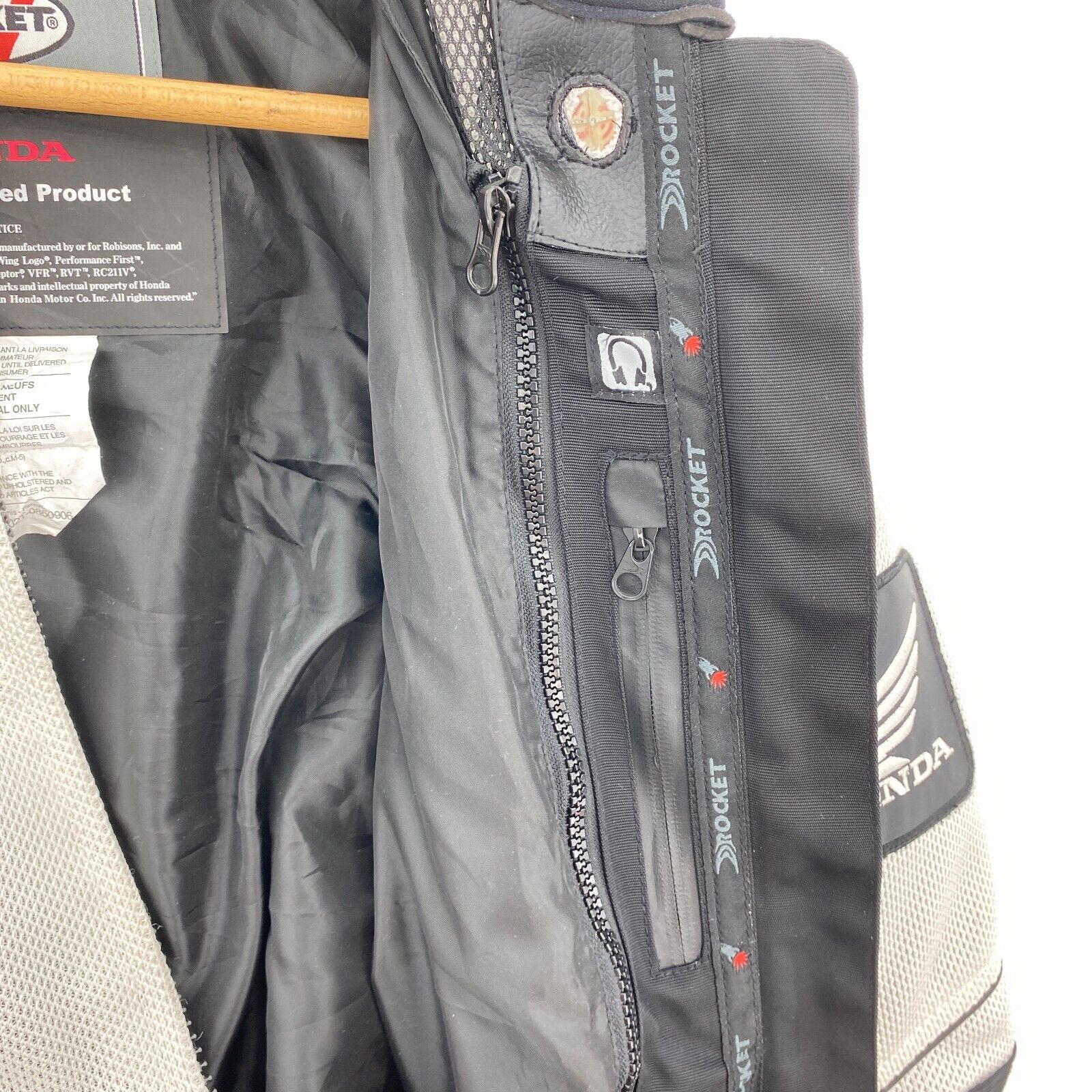 Honda Joe Rocket White Motorcycle Jacket Size M Missing Armour With Liner