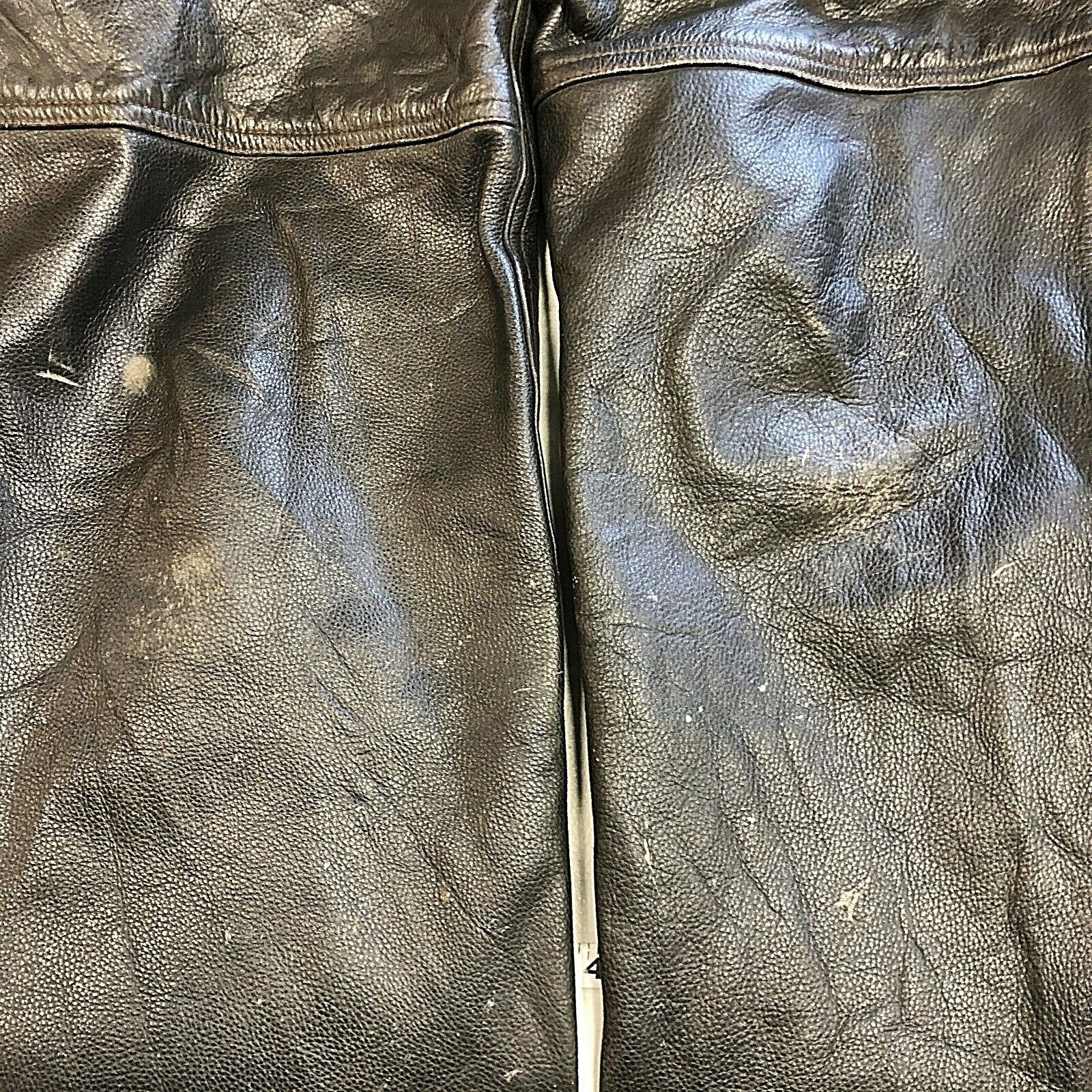 Motorcycle Chaps Leather Black Size Medium Riding Biker 90s