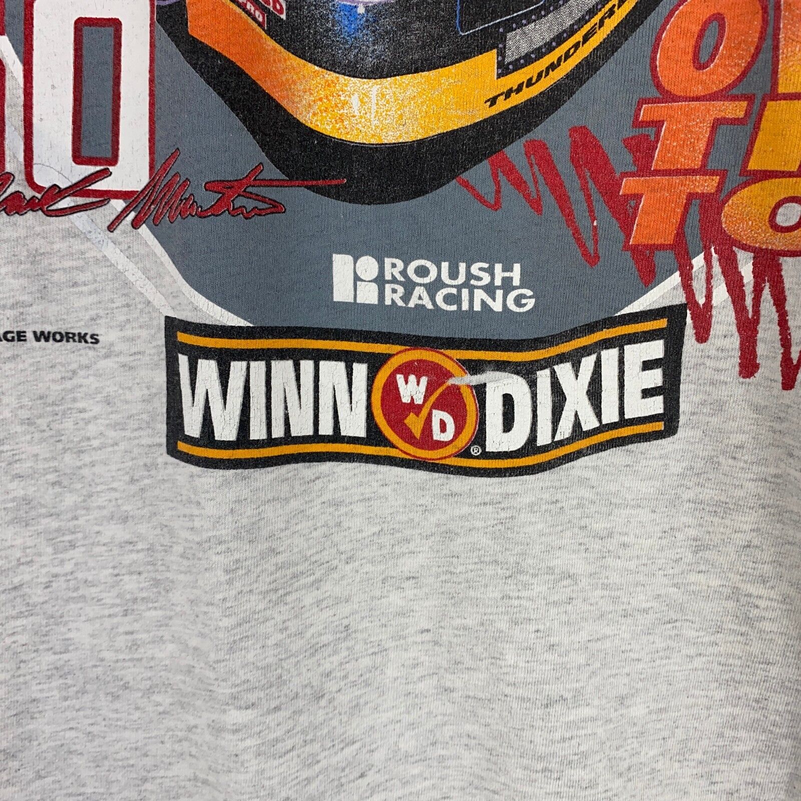 Vintage Mark Martin Winn Dixie Racing Gray T-shirt Size XL