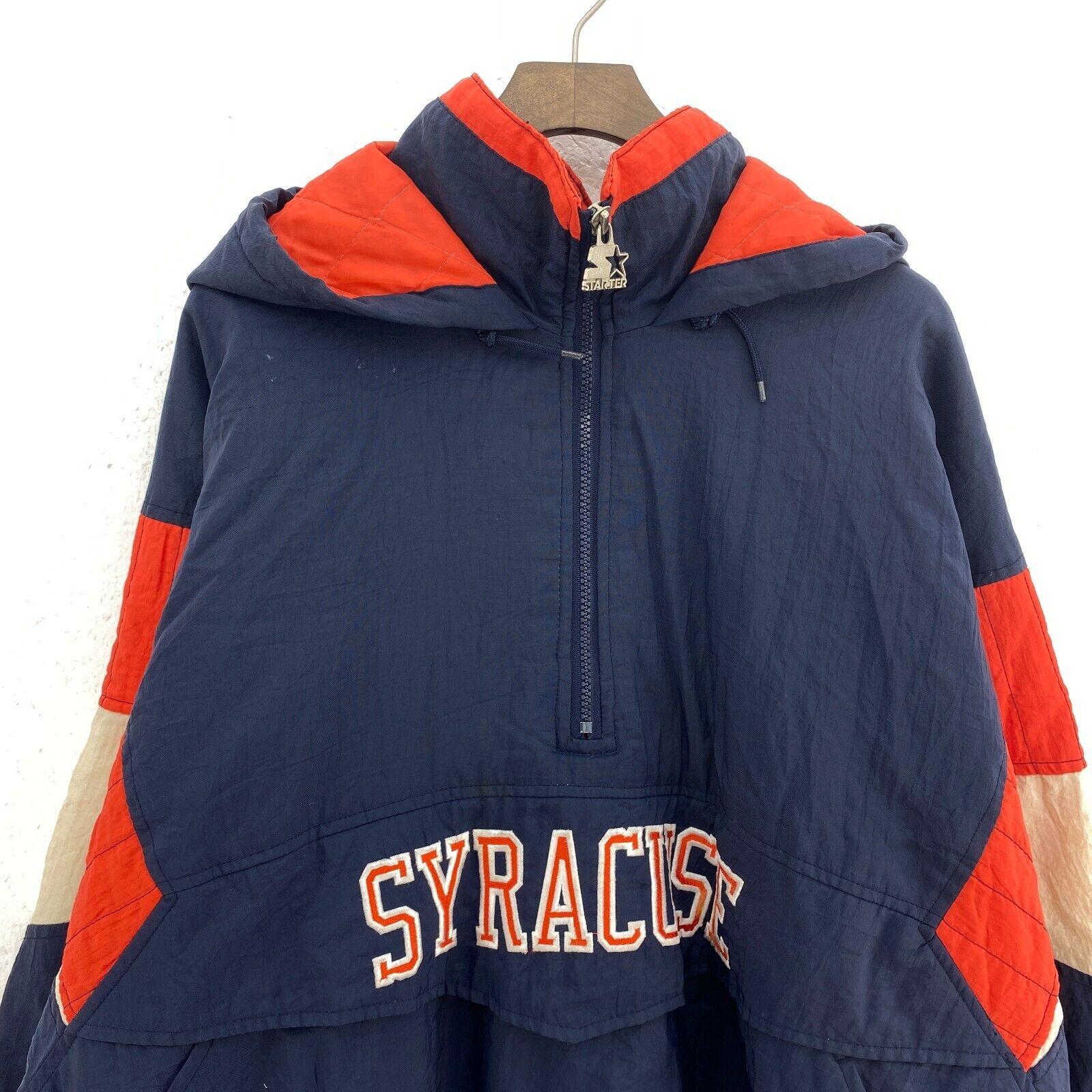 Starter Syracuse University Navy Blue Quarter Zip Insulated Jacket Size XL