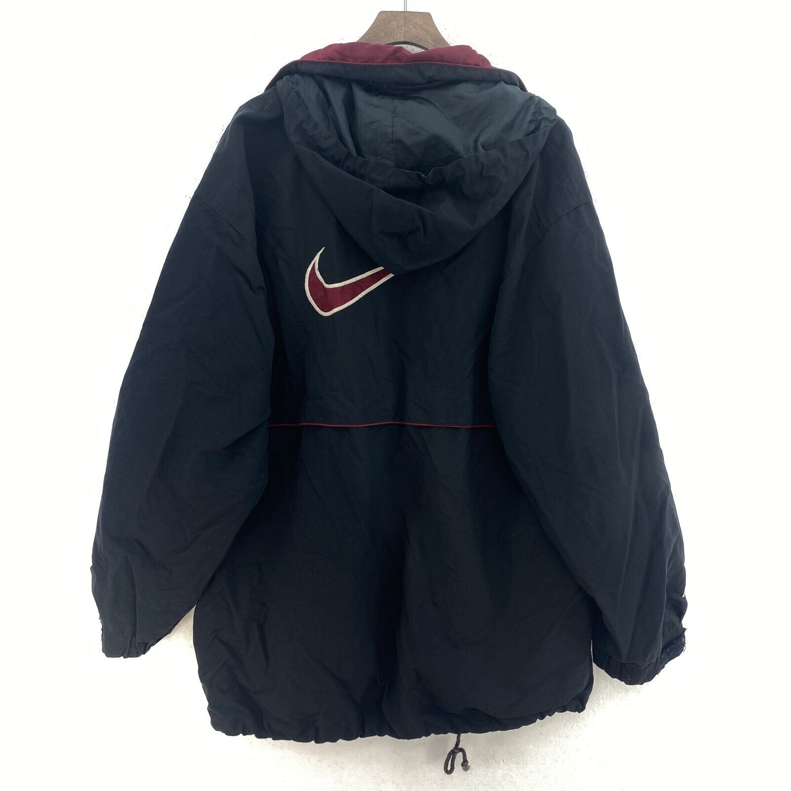 Nike Swoosh Logo Light Hooded Jacket Size L Black Full Zip Up