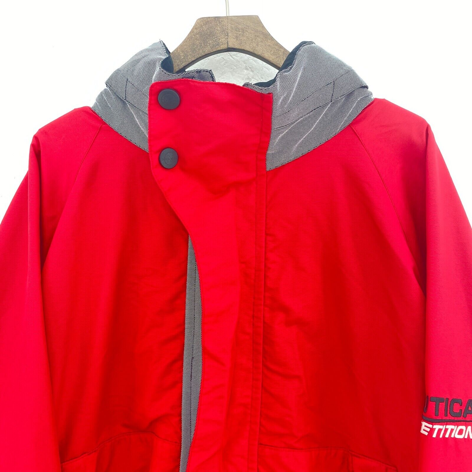 Nautica Competition Red Vintage Reversible Hooded Jacket Full Zip Up Size XXL