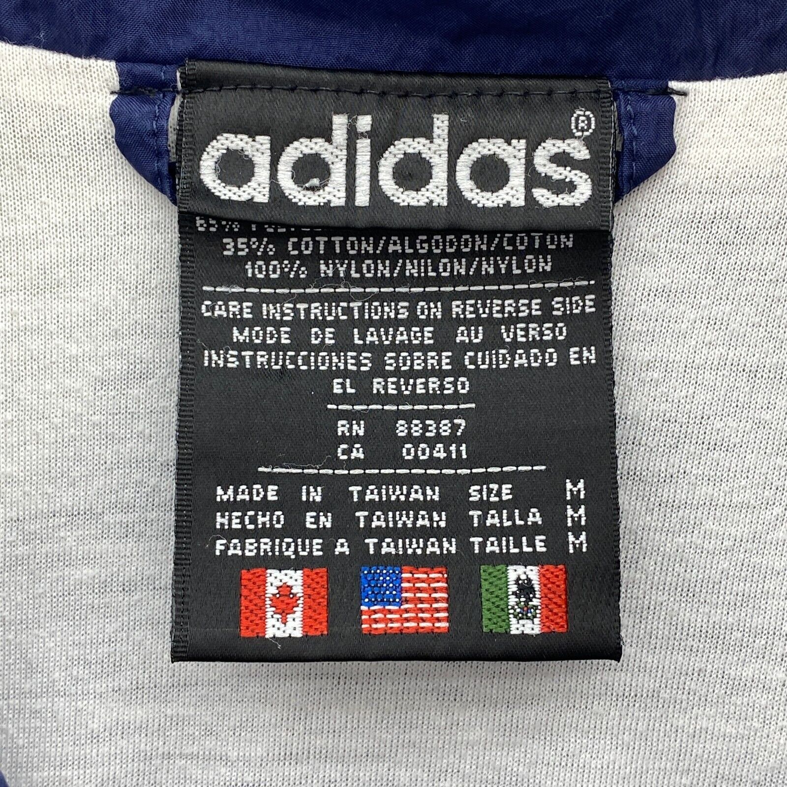 Vintage Adidas Full Zip Navy Blue Spell Out Light Jacket Size M