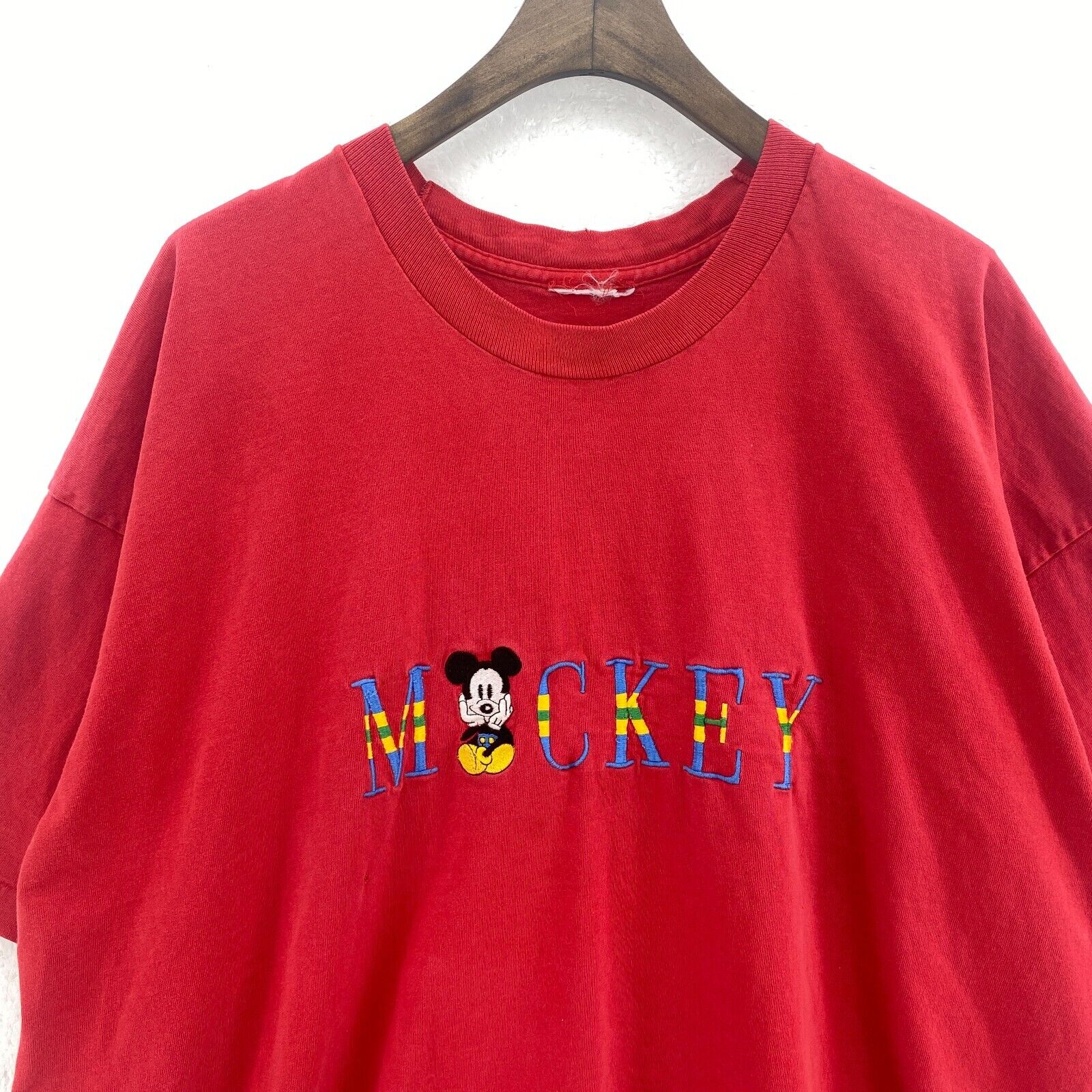 Vintage Disney Mickey Mouse Red T-shirt Size XL Tee