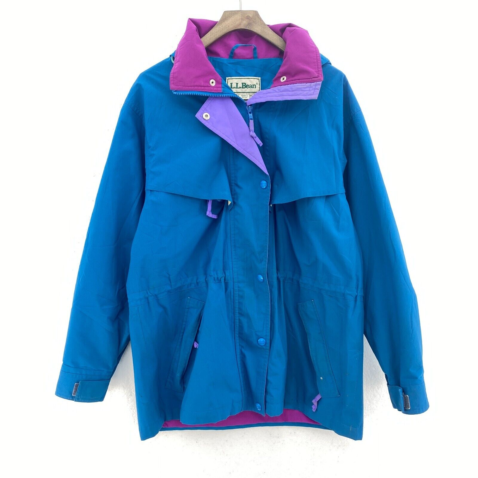 L.L Bean Women's Blue Light Hooded Jacket Size M Full Zip Up