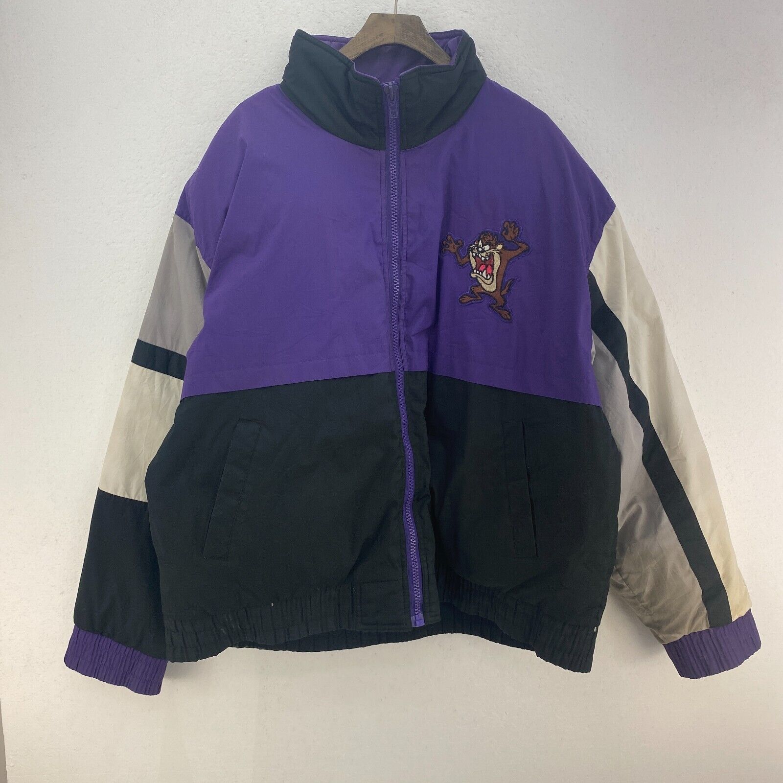 Looney Tunes The Tasmanian Devil Full Zip Purple Jacket Size XL