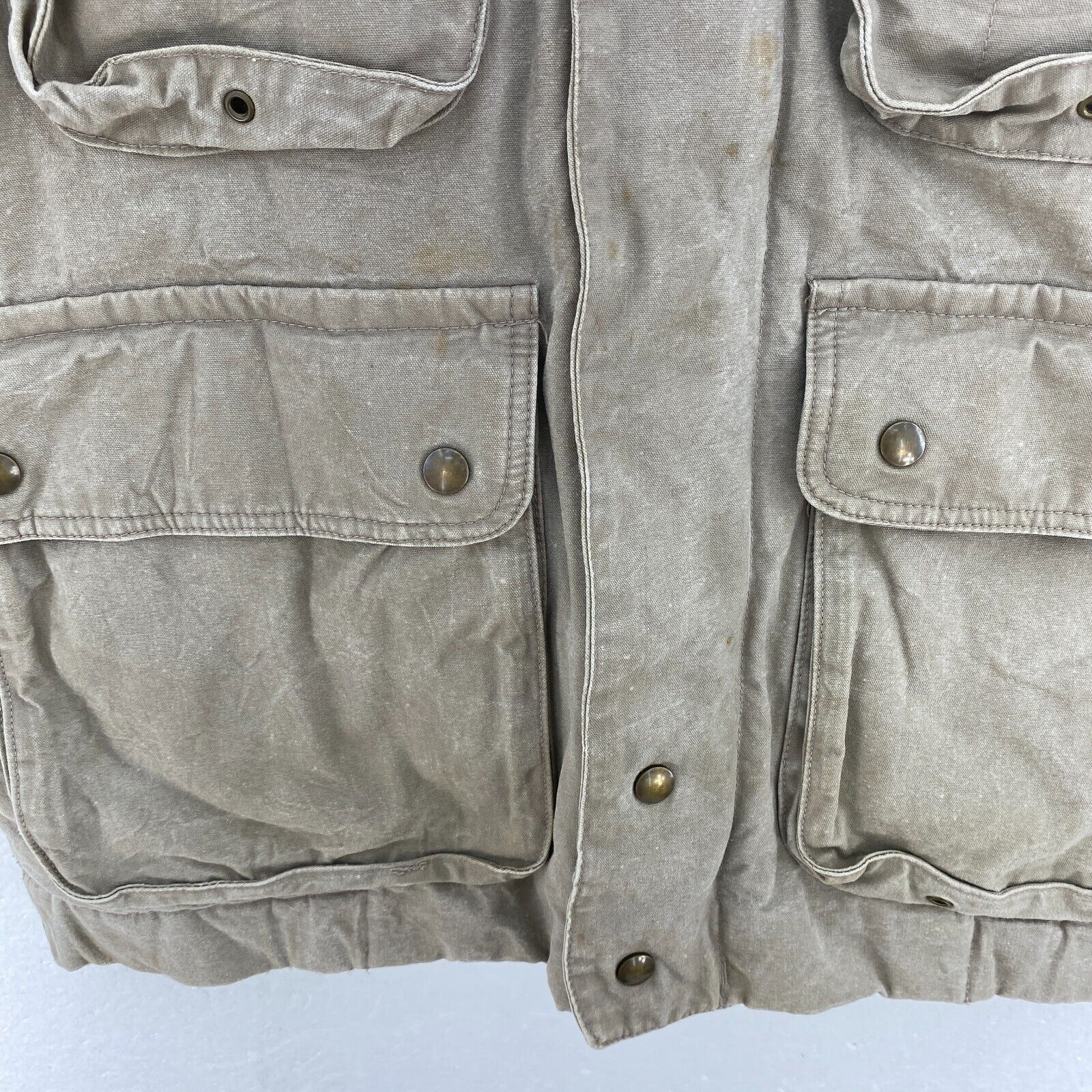 Eddie Bauer Goose Down Full Zip Earth Tone Green Full Zip Vest Jacket Size M