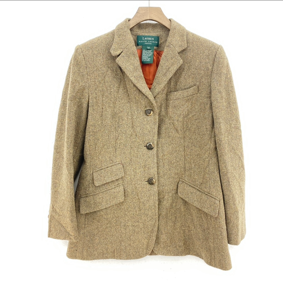Vintage Ralph Lauren Coat Blazer Size 12 Green Women's