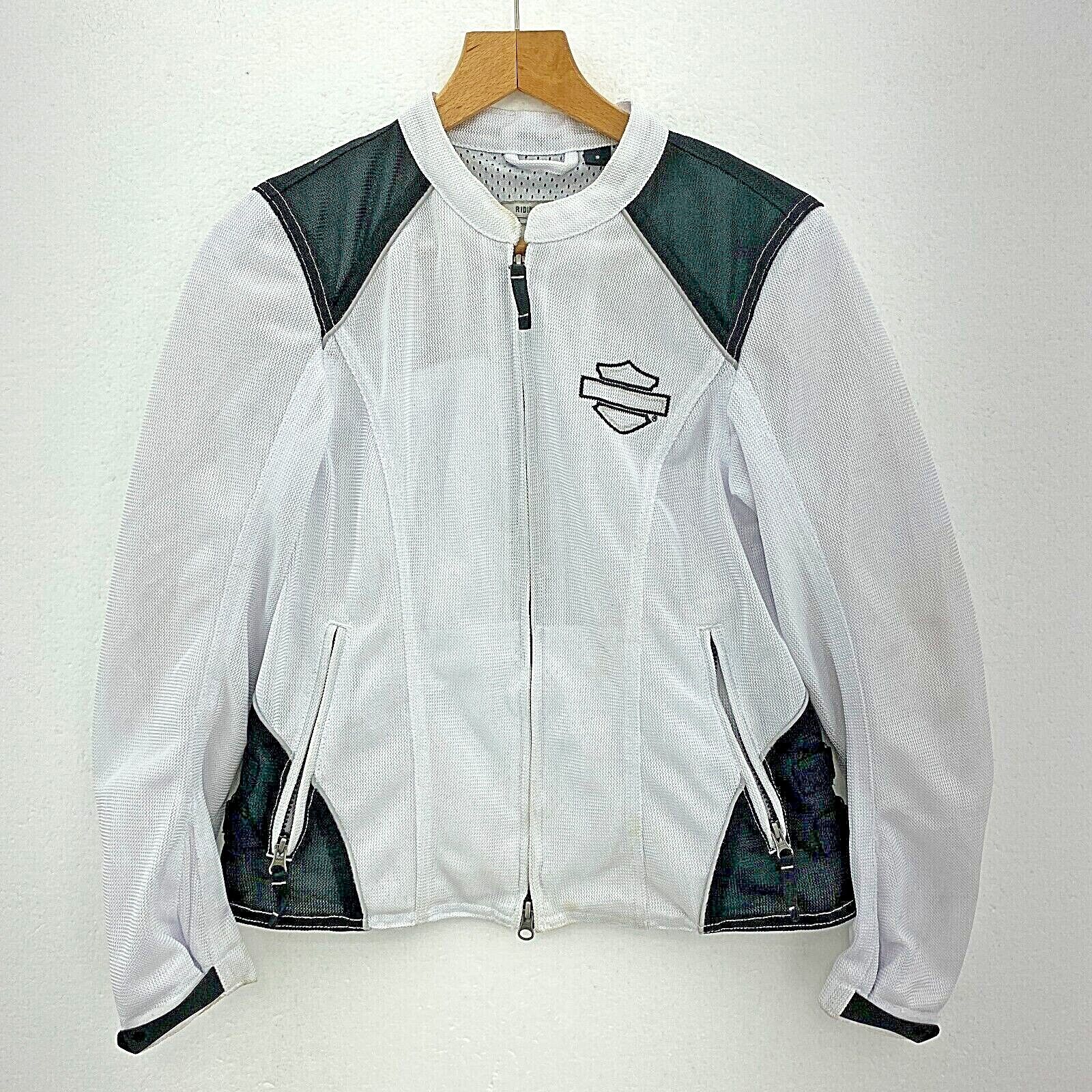 Harley Davidson Motorcycles Women Biker Jacket White Black Size S Air Knit