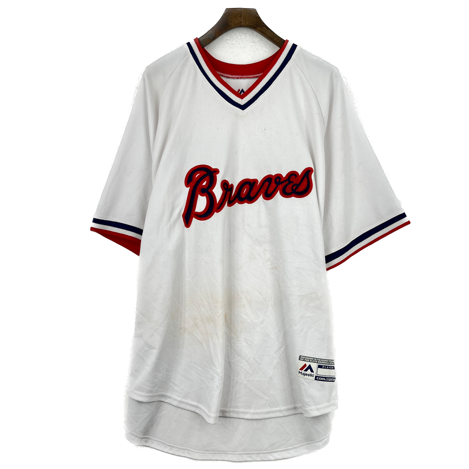 Vintage Atlanta Braves V-Neck #37 White Jersey Size XL
