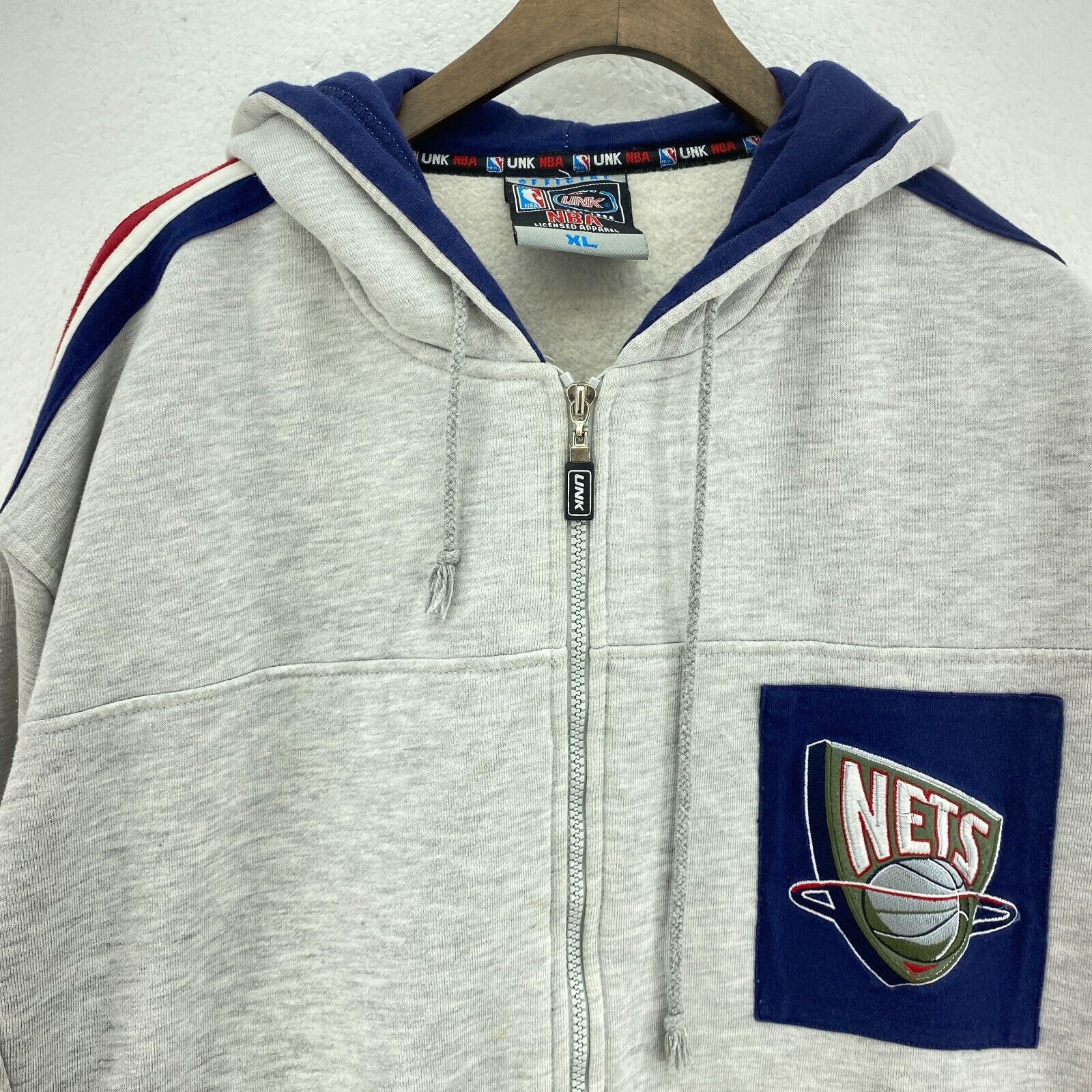 Brooklyn Nets NBA Gray Hooded Jacket Size XL Full Zip Up