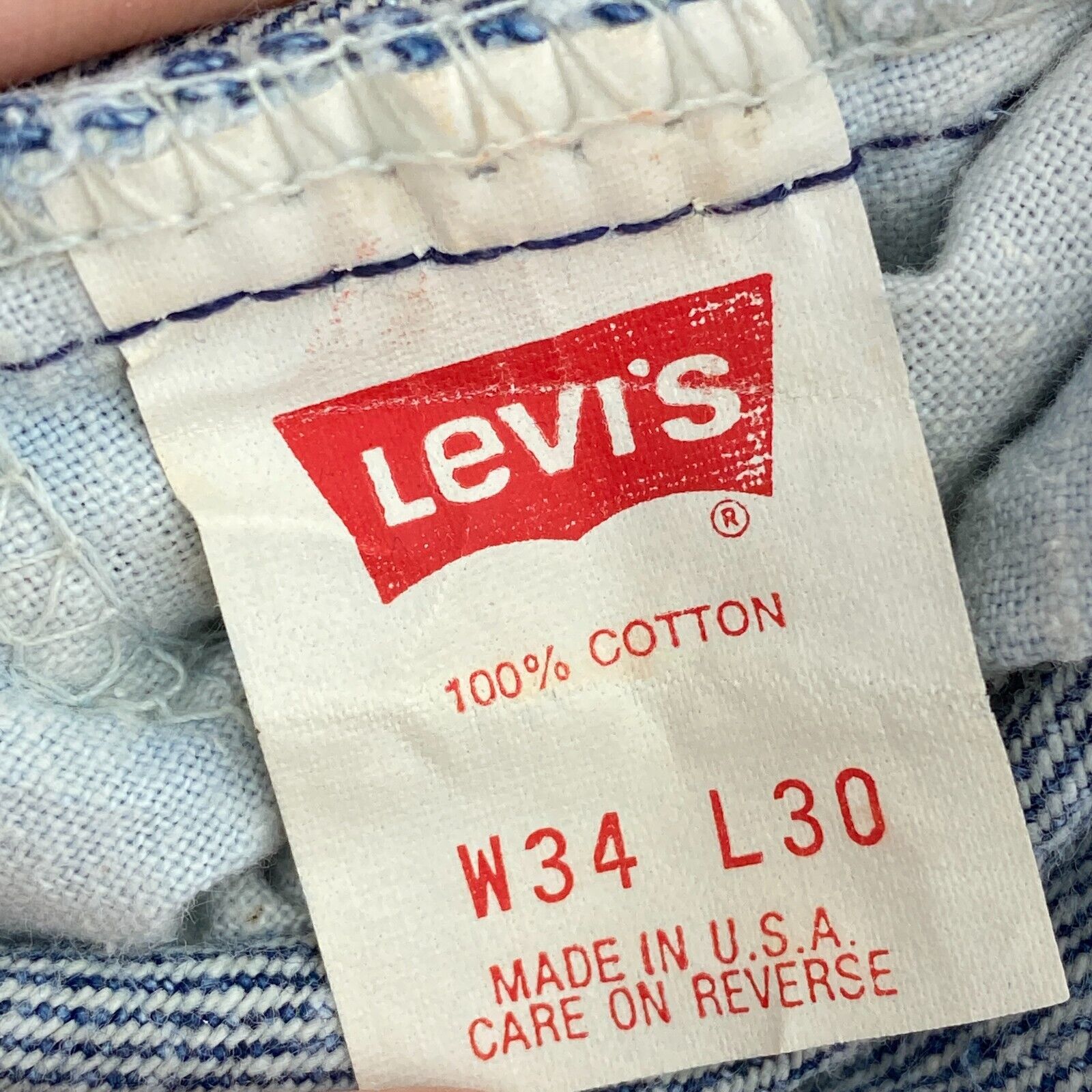 Levi Strauss Orange Tab Blue Acid Wash Jeans Size 34 x 30