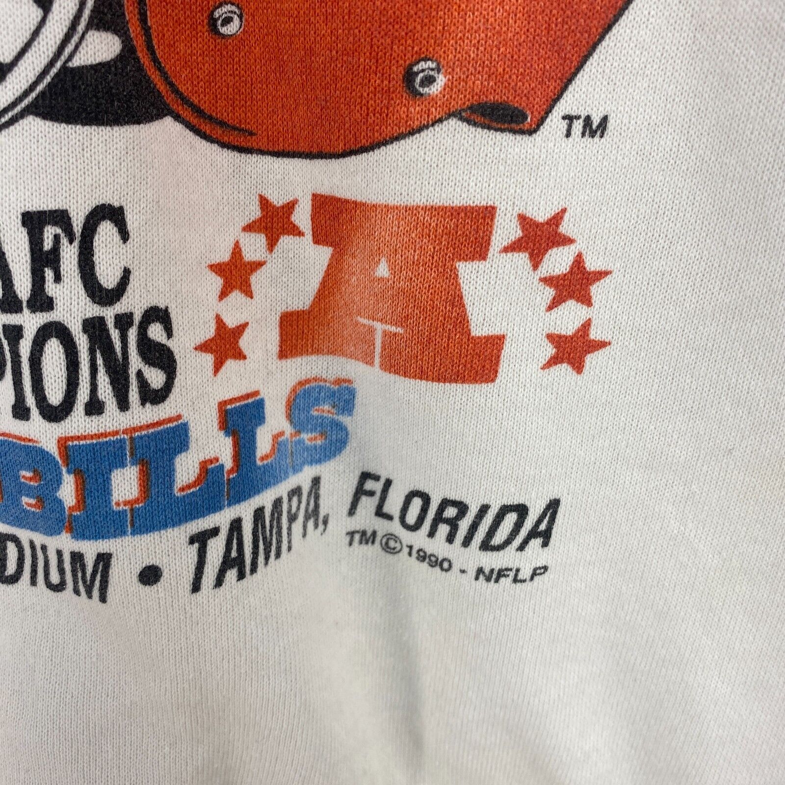 1990 NFL Super Bowl XXV New York Giants Buffalo Bills White Sweatshirt Size L