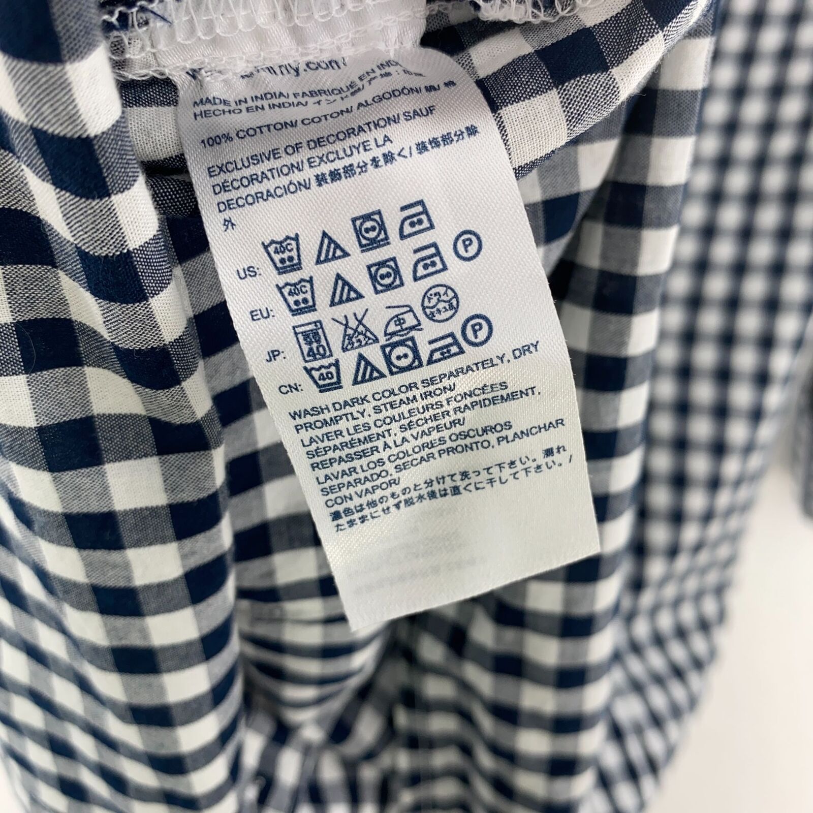 Tommy Hilfiger Navy Blue Gingham Button Down Shirt NWT