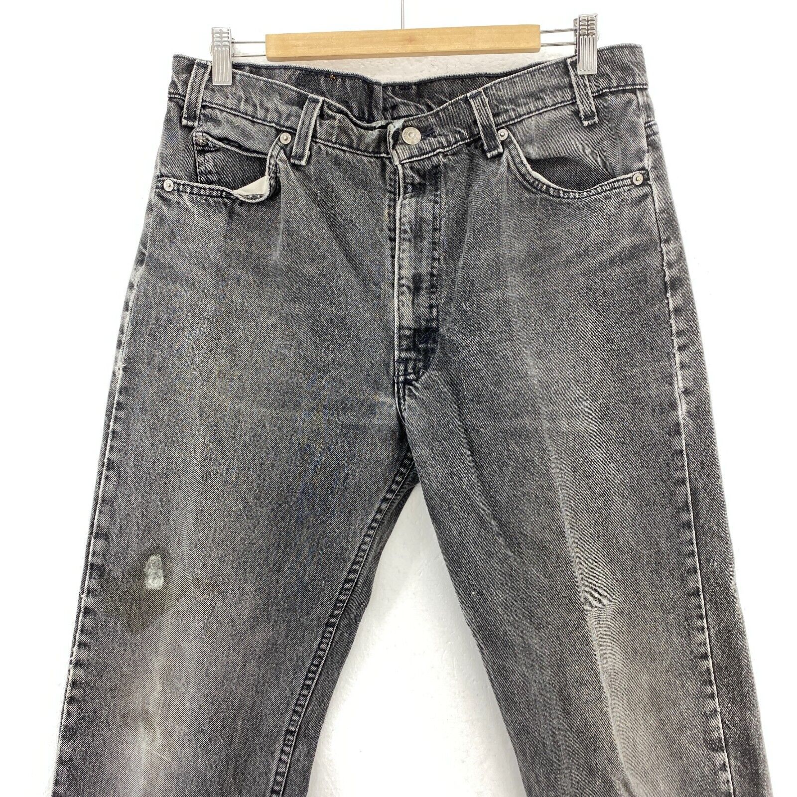 Levi's Orange Tab Light Wash Black Denim Straight Jeans Size 36