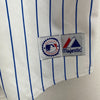 Majestic Pinstripe Chicago Cubs MLB Garciaparra 5 White Button Up Jersey Size XL