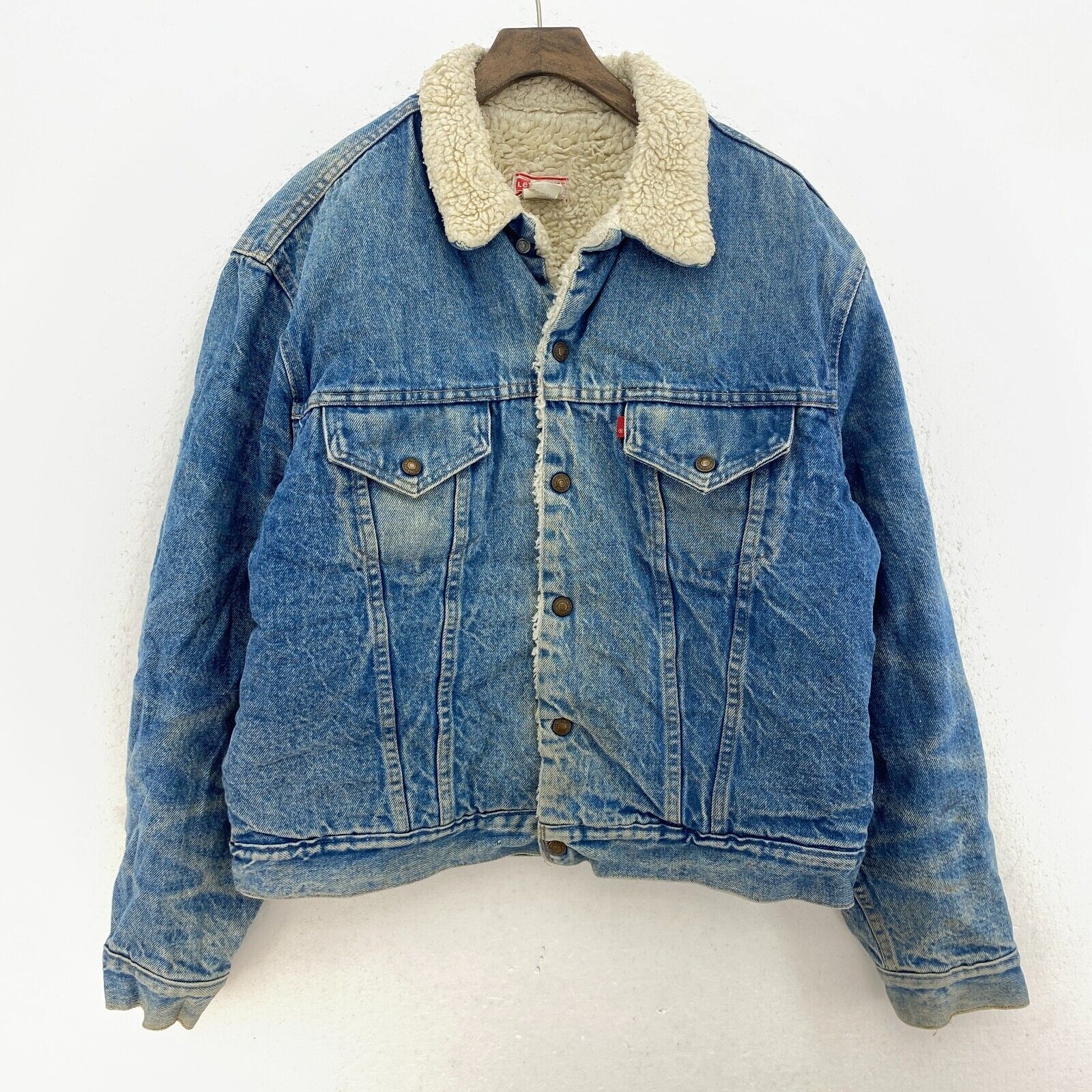 Levi's Sherpa Denim Blue Medium Wash Size 46 Snap Up