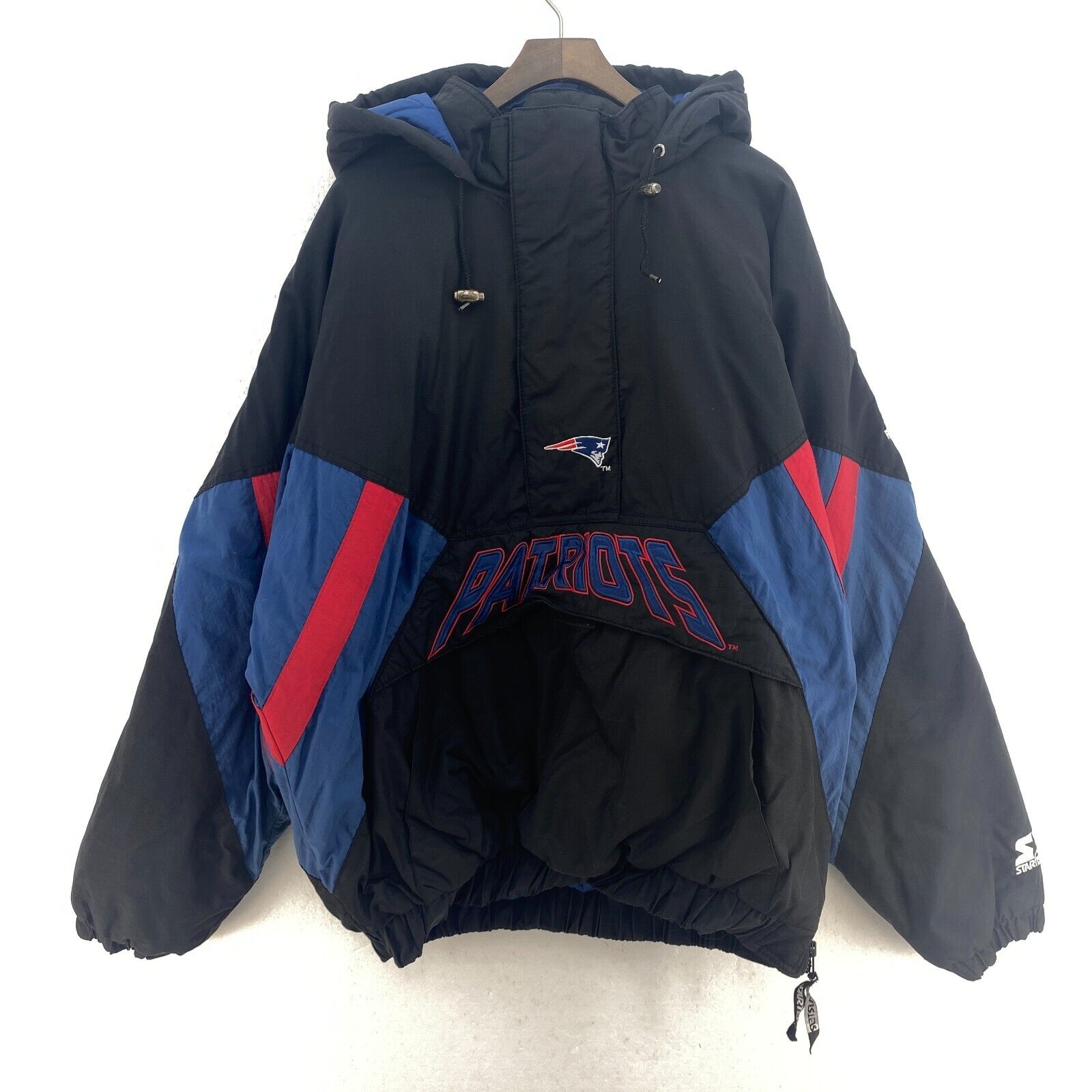 Starter NFL New England Patriots Black Quarter Zip Insulated Jacket Size XL
