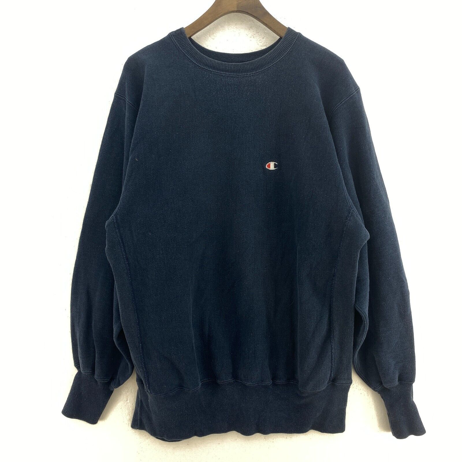 Champion Embroidered Logo Blue Sweatshirt Size L Crewneck