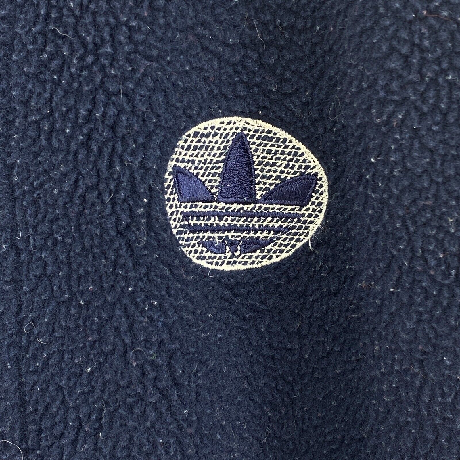 Vintage Adidas 3 Stripe Full Zip Fleece Navy blue Bomber Jacket Size M