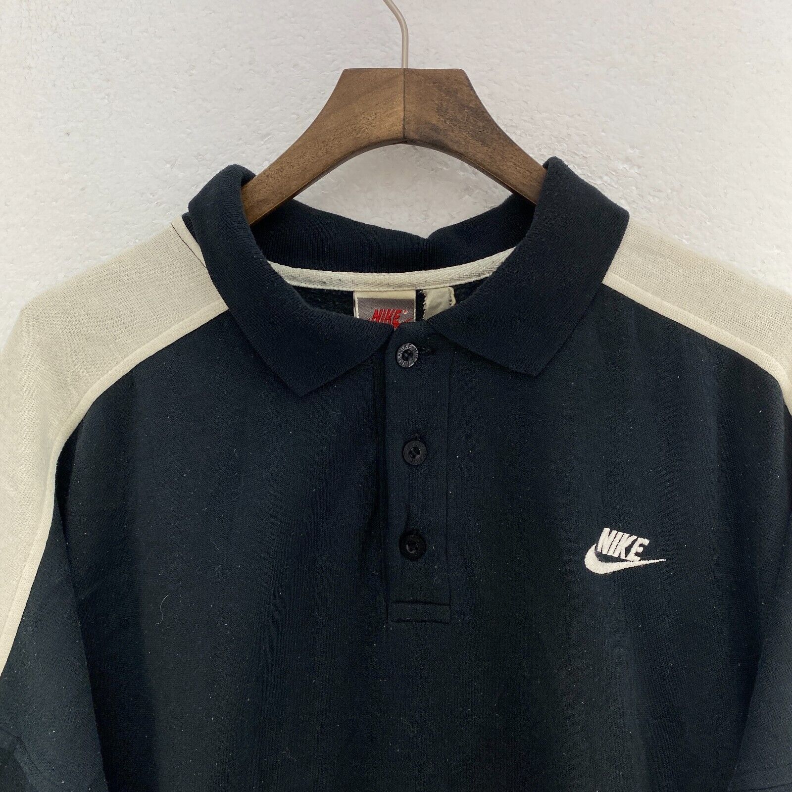 Nike Swoosh Black And White Polo Sweatshirt Size XL
