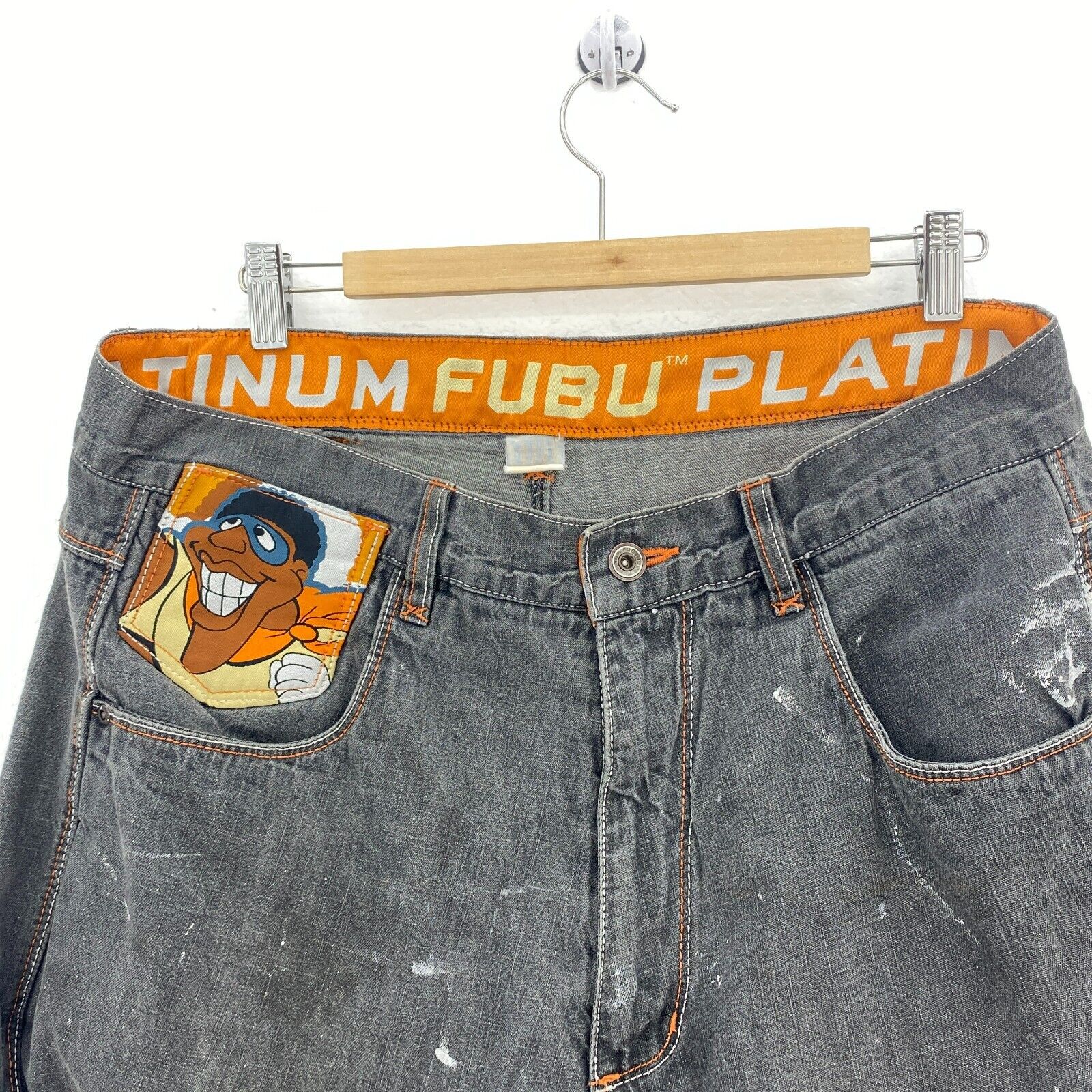 Platinum Fubu Gray Lightweight Jeans Relax Fit Tapered Size 36 x 33