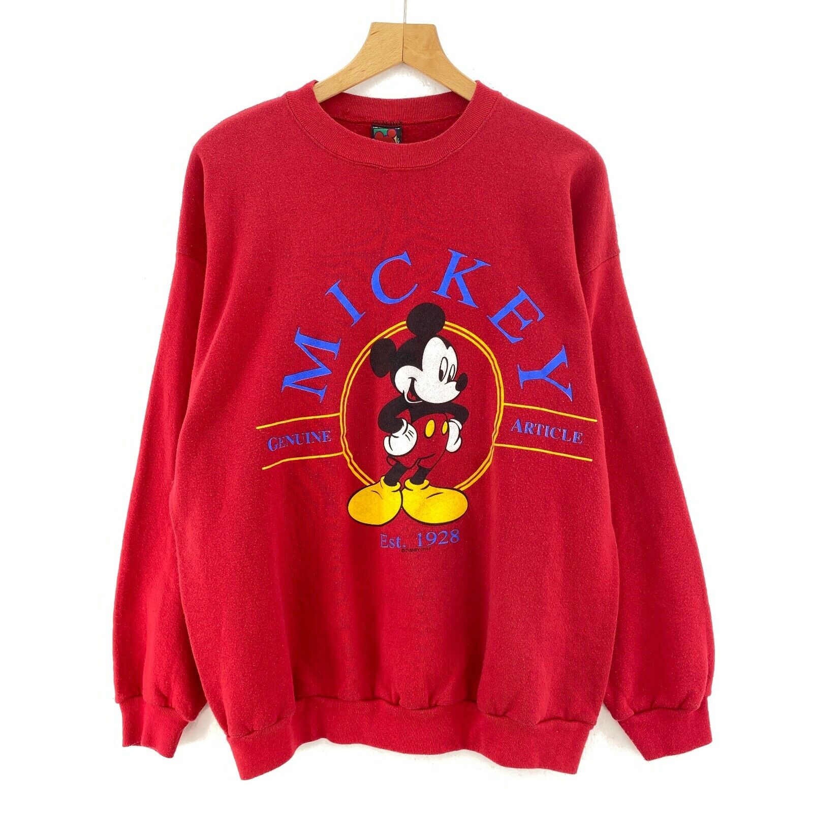 Walt Disney Mickey Mouse Genuine Article 1928 Red Crewneck Sweatshirt Size XL