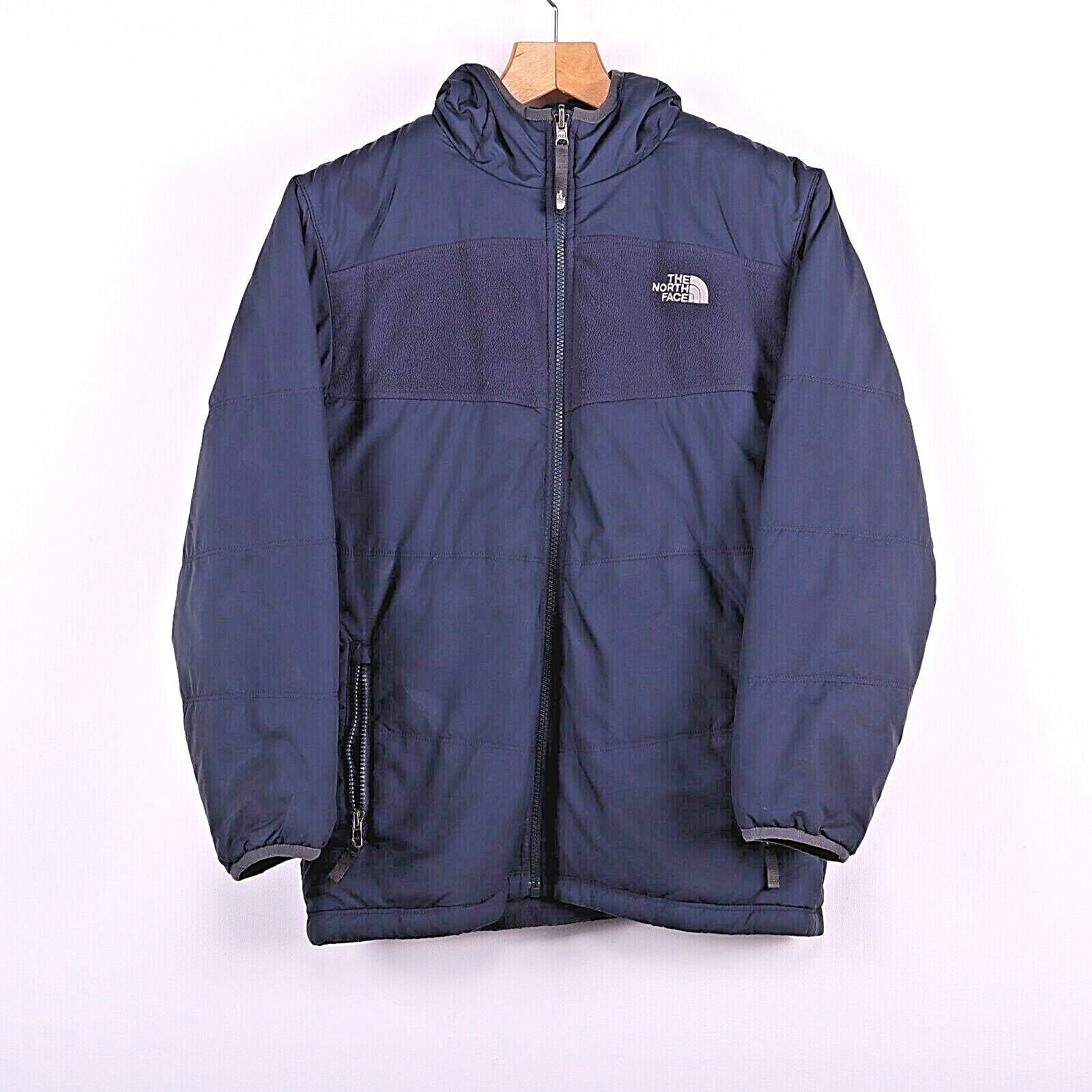 The North Face Boys' Reversible Dark Blue Jacket Size L Full Zip
