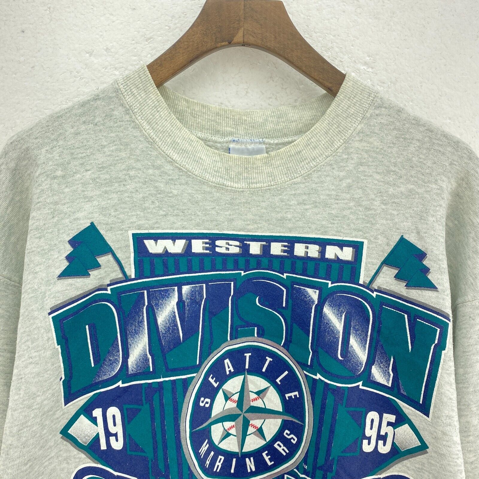 Seattle Mariners Champions American League MLB 1995 Gray Sweatshirt Size L