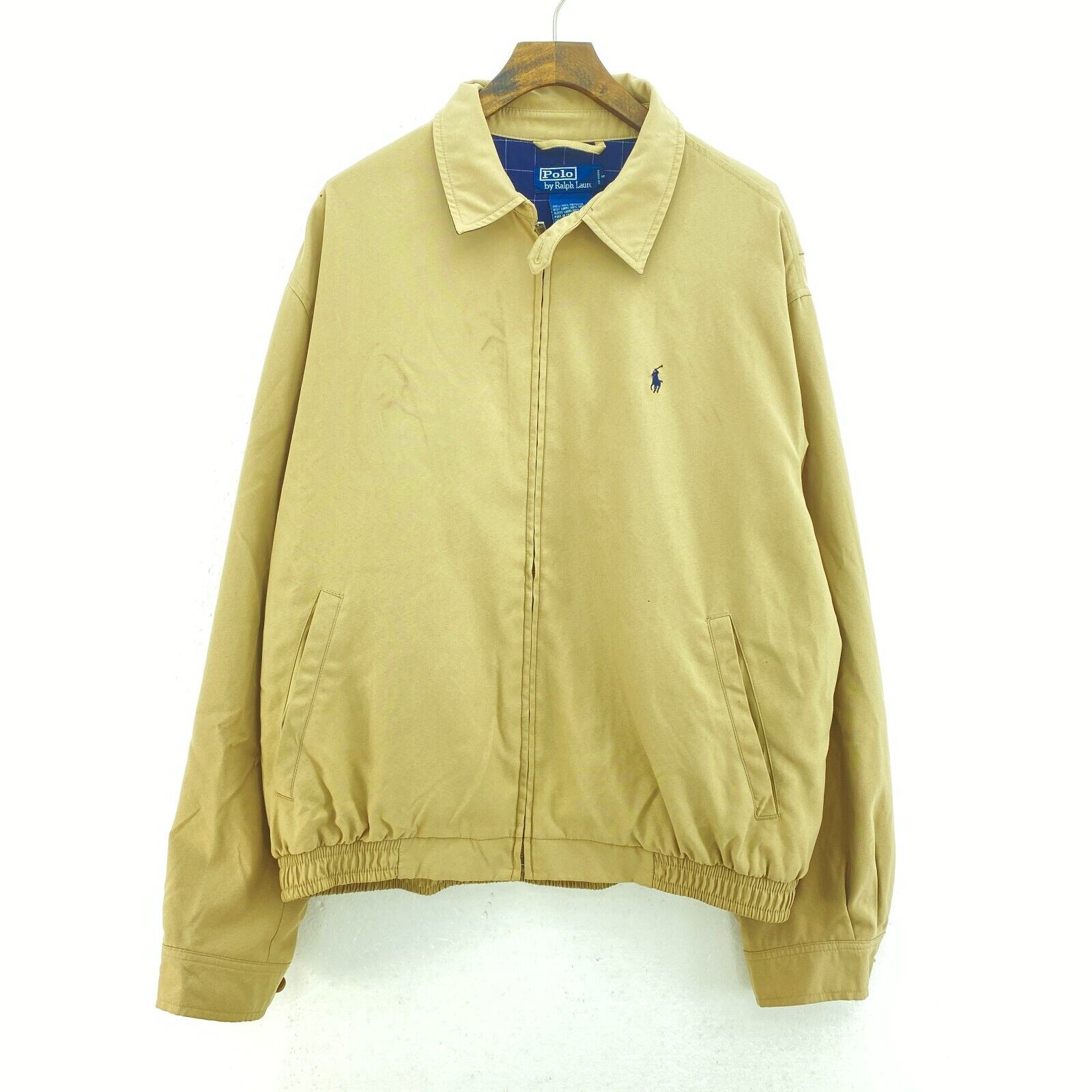 Vintage Polo Ralph Lauren Full Zip Logo Beige Harrington Jacket Size L