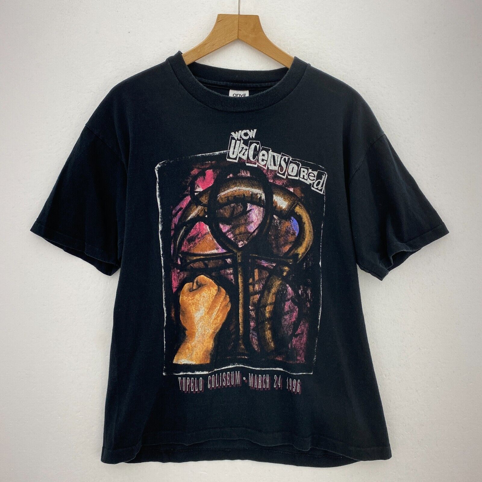 WCW World Champion Wrestling Tupelo Coliseum March 24 1996 Black T-shirt Size XL
