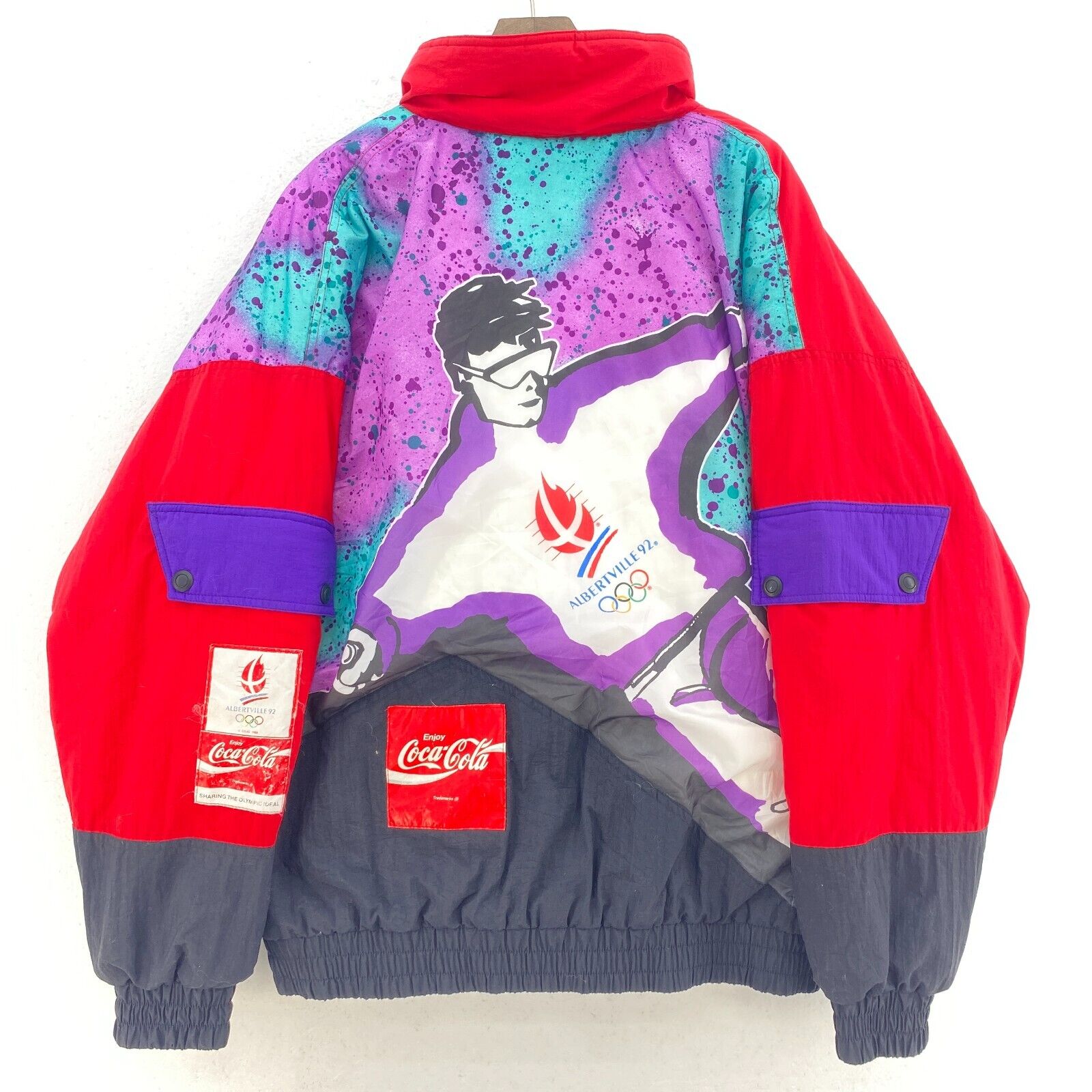 Enjoy Coca Cola Albertville 92 Olympic Full Zip Insulated Red Jacket Size L