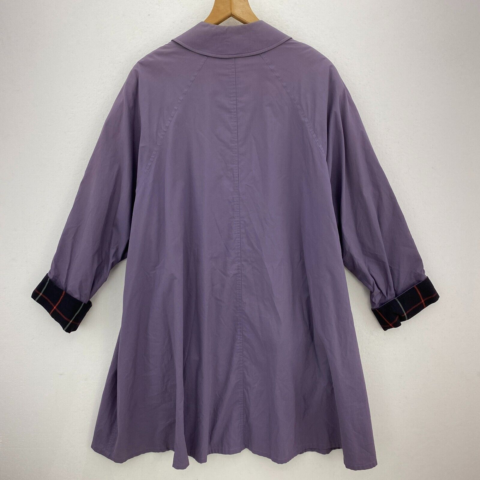 Burberry Purple Trench Coat Size XL Iconic Pattern Inside