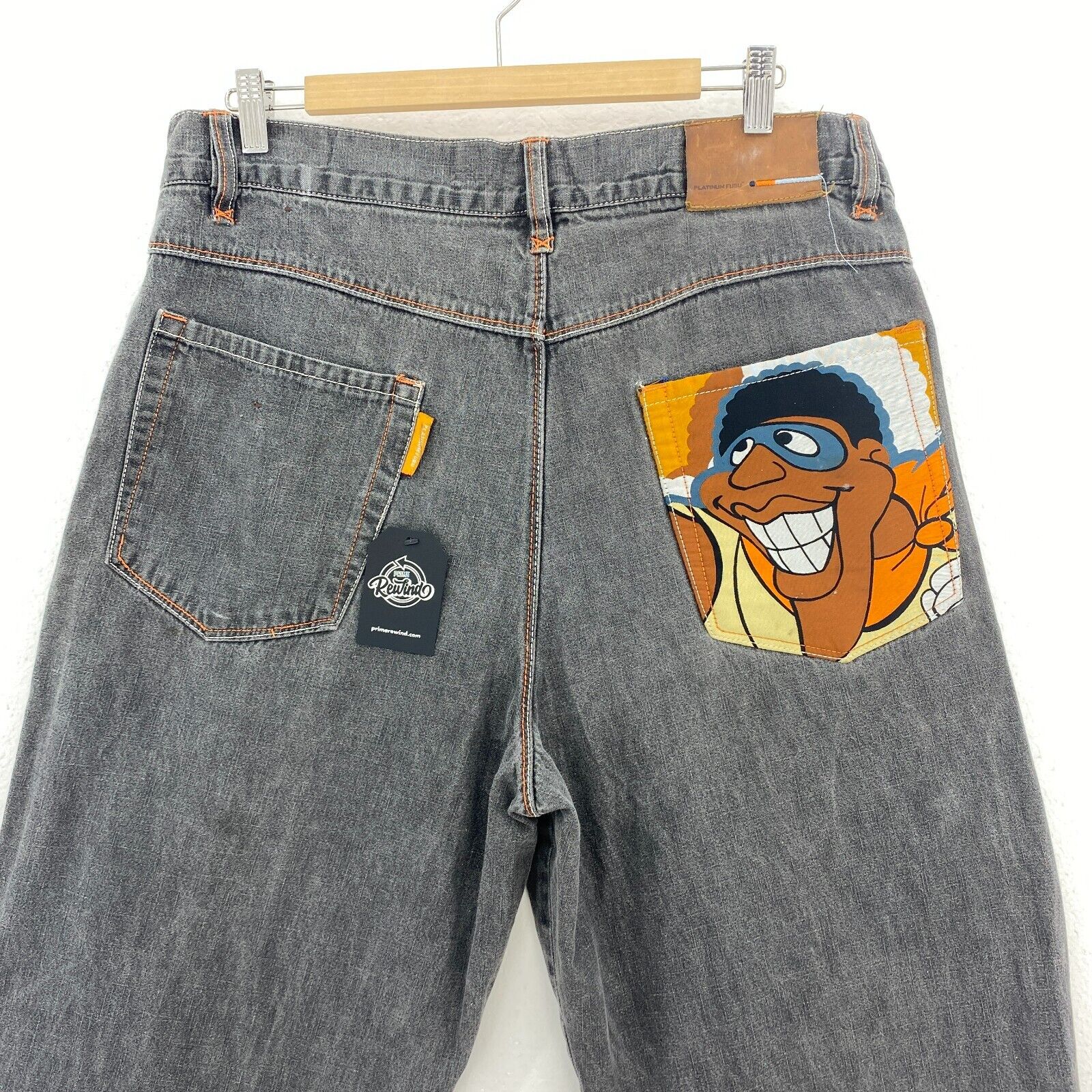 Platinum Fubu Gray Lightweight Jeans Relax Fit Tapered Size 36 x 33