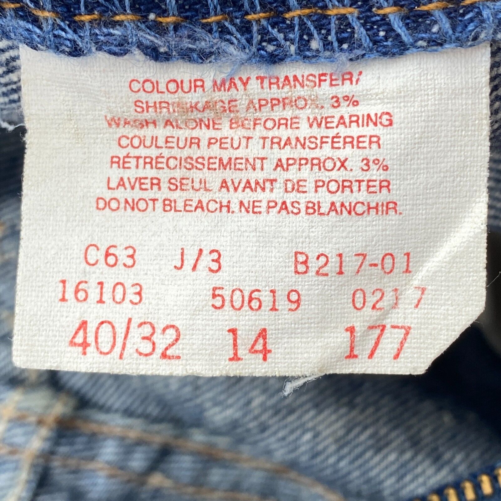 Levi Strauss 619 Orange Tab Blue Medium Wash Jeans Size 38 Straight Leg