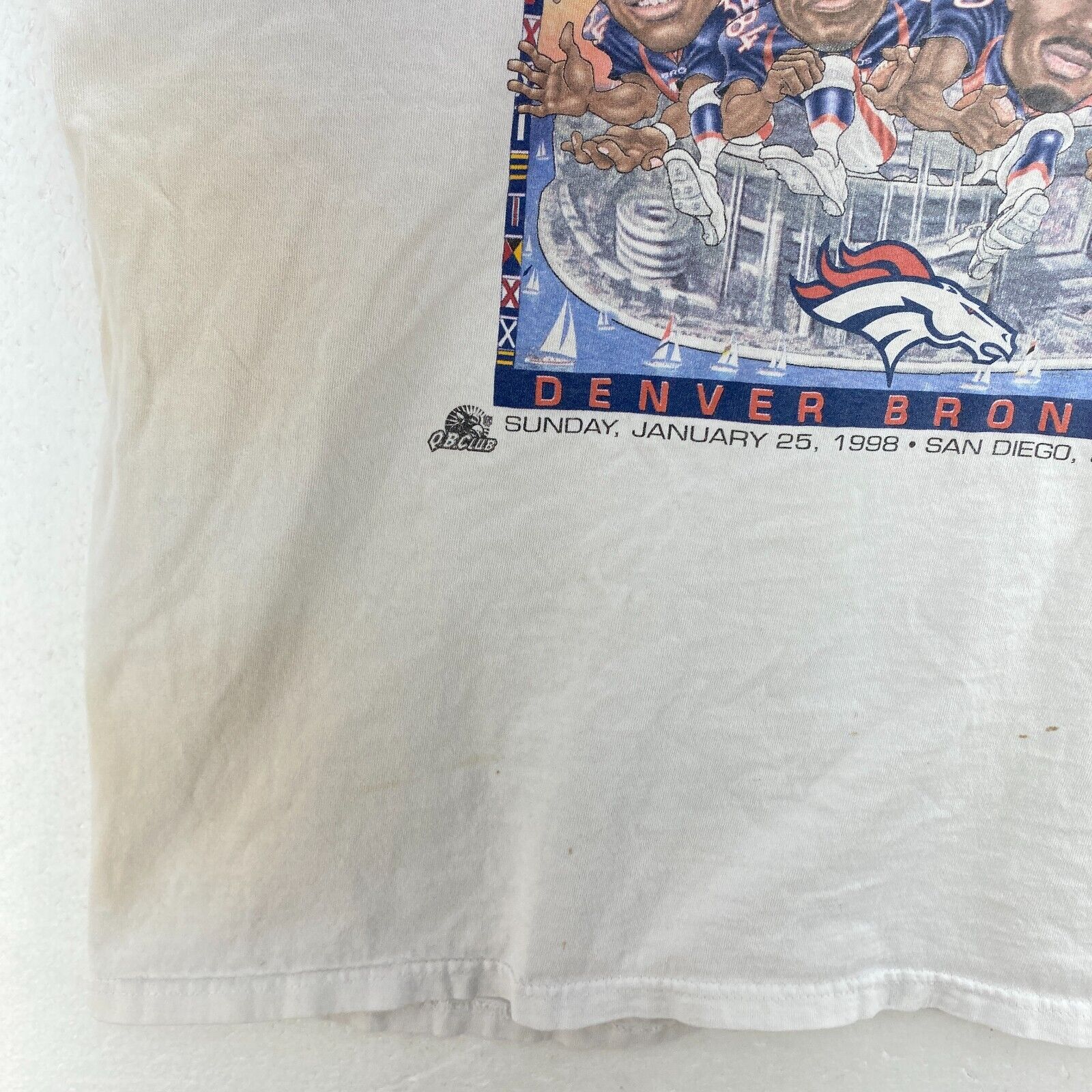 Pro Player Vintage Super Bowl Denver Broncos NFL White T-shirt Size 2XL